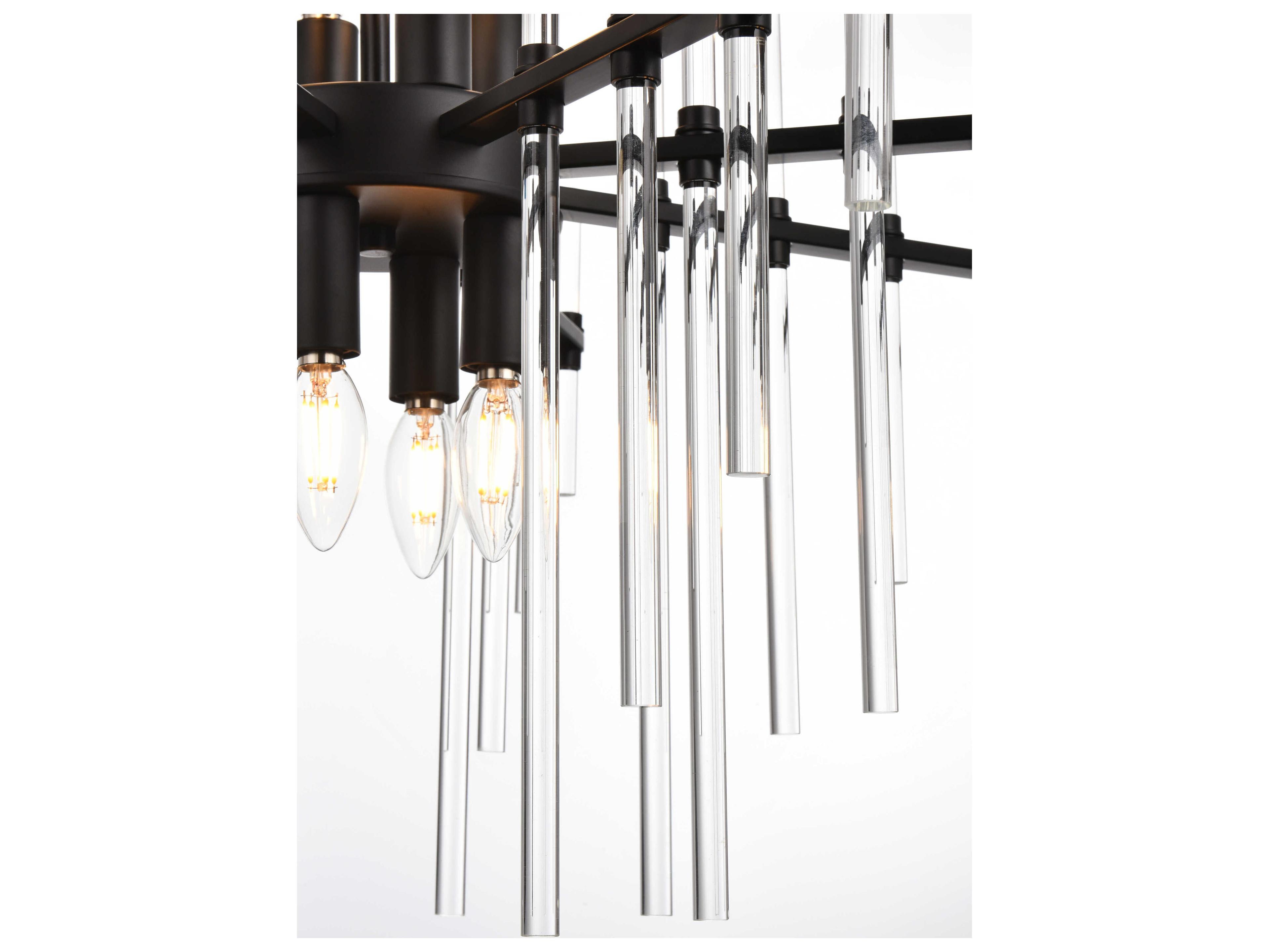 Elegant Lighting Sienna 8-Light Black Crystal Glass Pendant