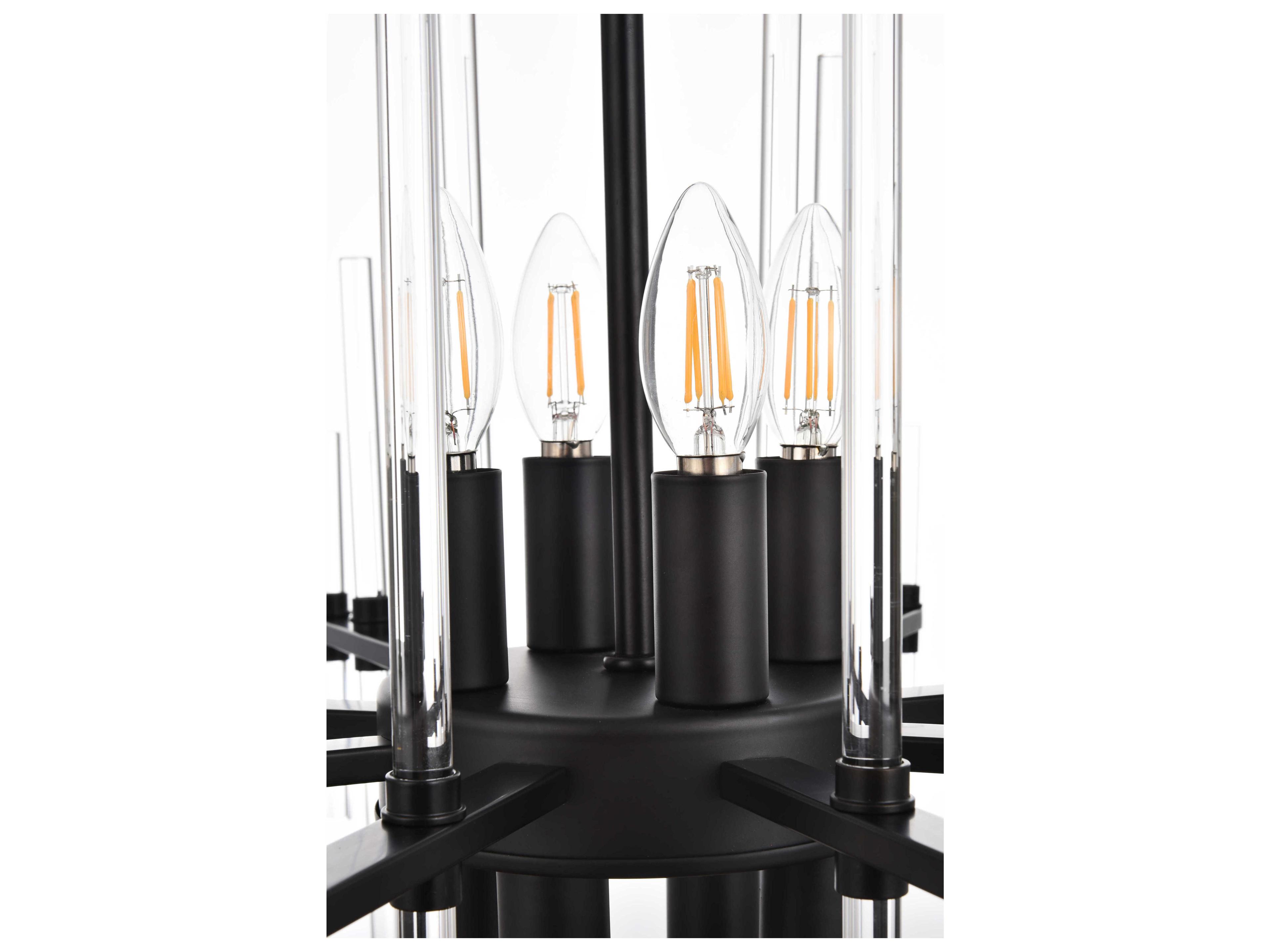 Elegant Lighting Sienna 8-Light Black Crystal Glass Pendant