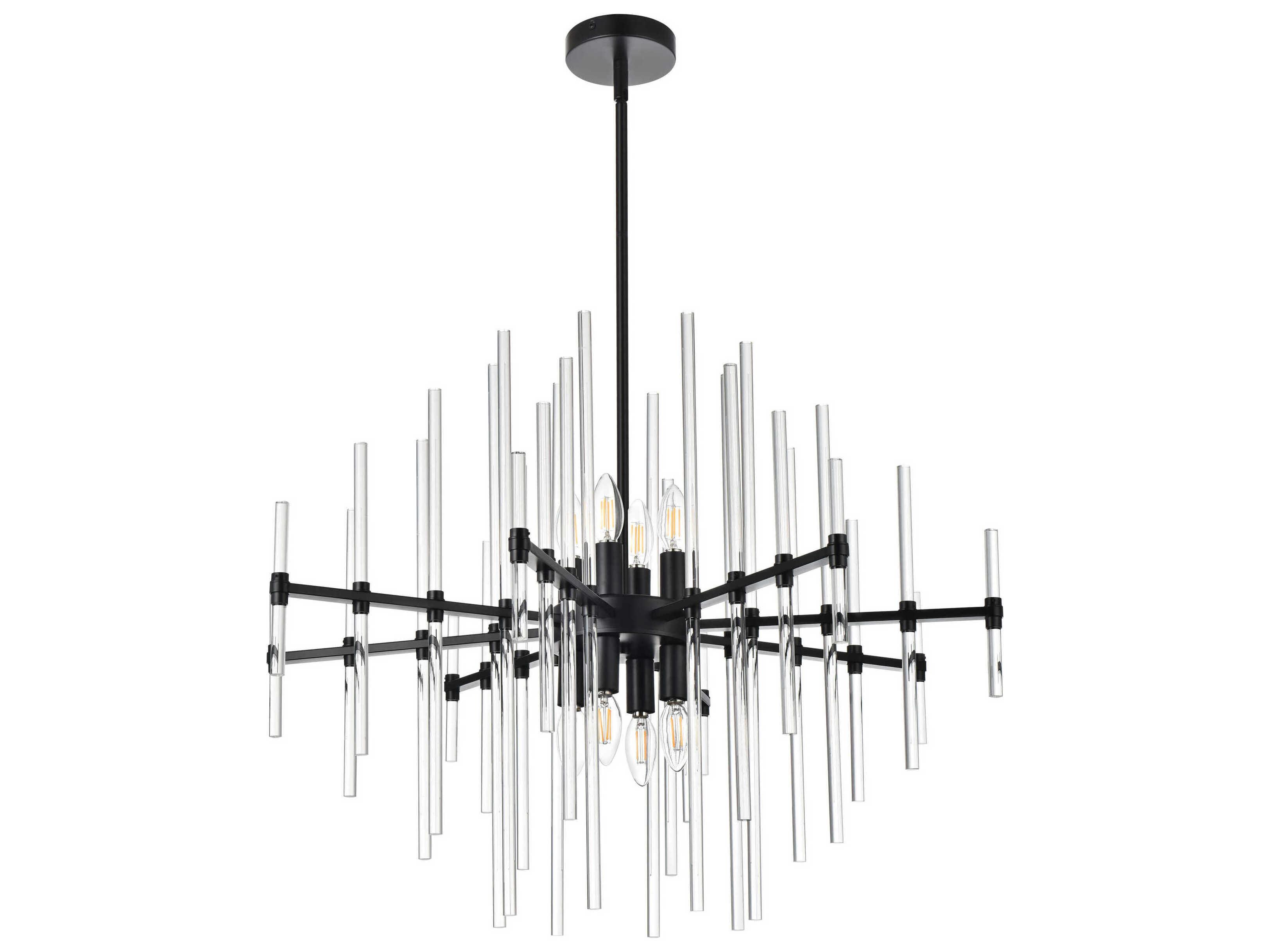 Elegant Lighting Sienna 8-Light Black Crystal Glass Pendant