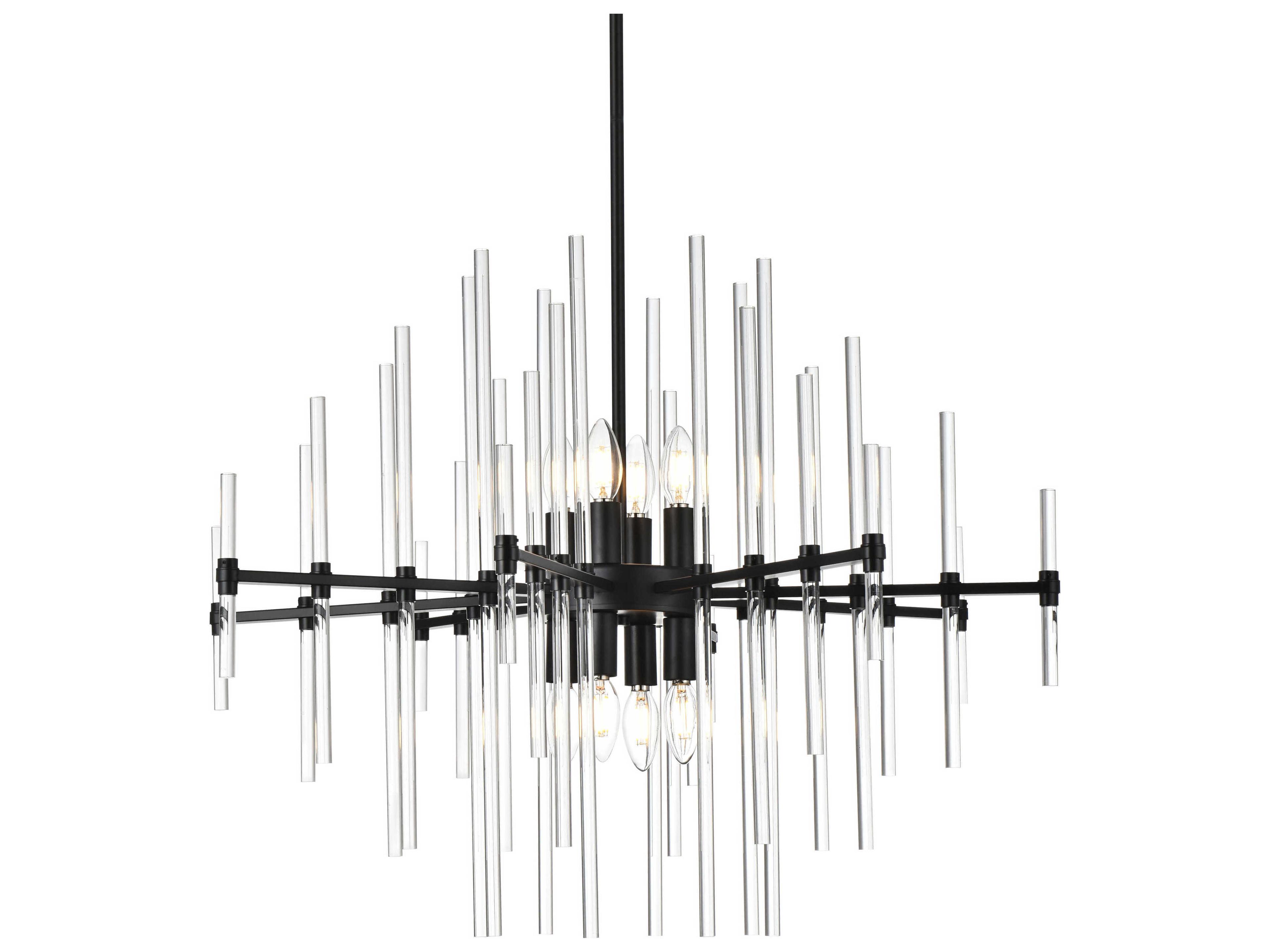 Elegant Lighting Sienna 8-Light Black Crystal Glass Pendant