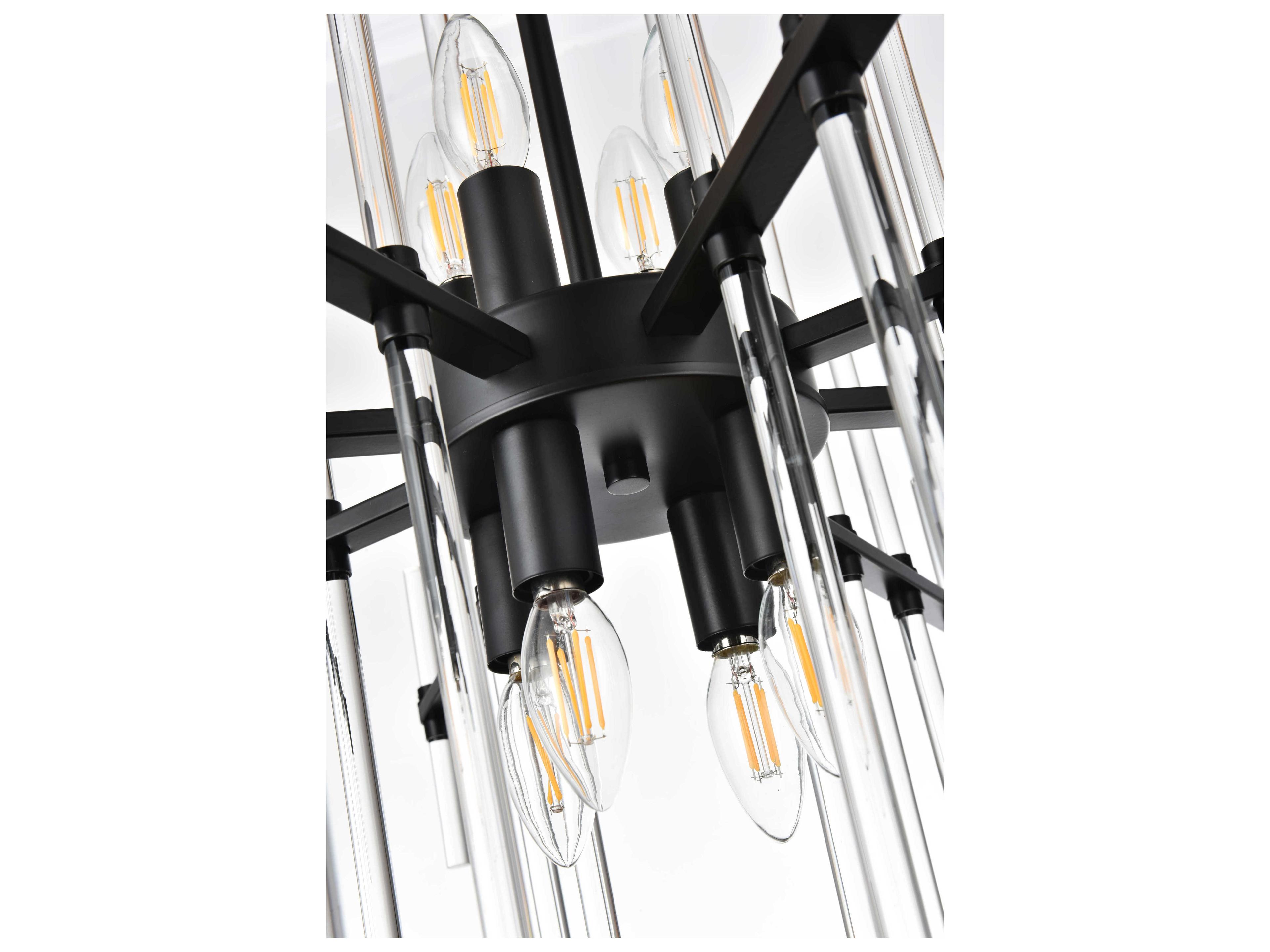 Elegant Lighting Sienna 8-Light Black Crystal Glass Pendant