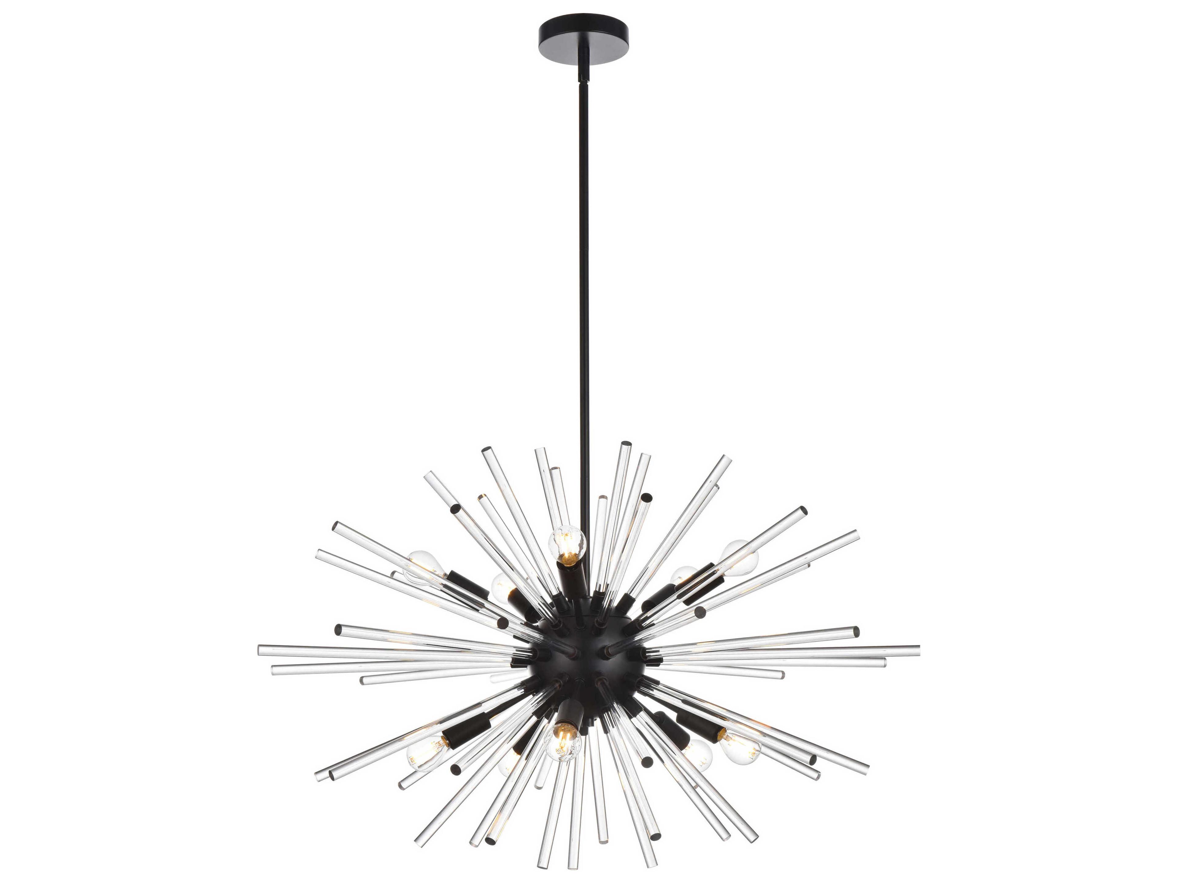 Elegant Lighting Sienna 10-Light Black Crystal Glass Sputnik Pendant