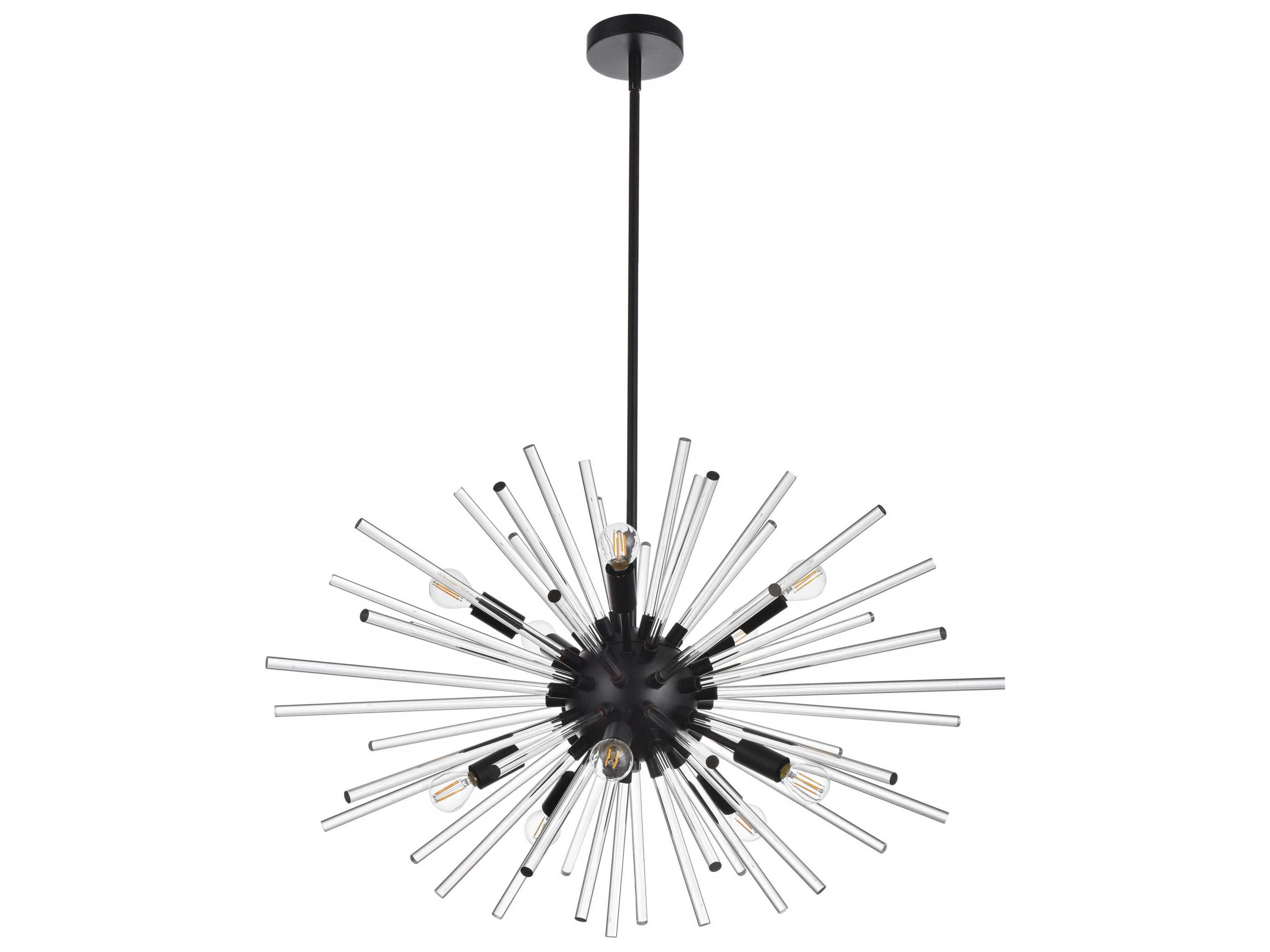 Elegant Lighting Sienna 10-Light Black Crystal Glass Sputnik Pendant