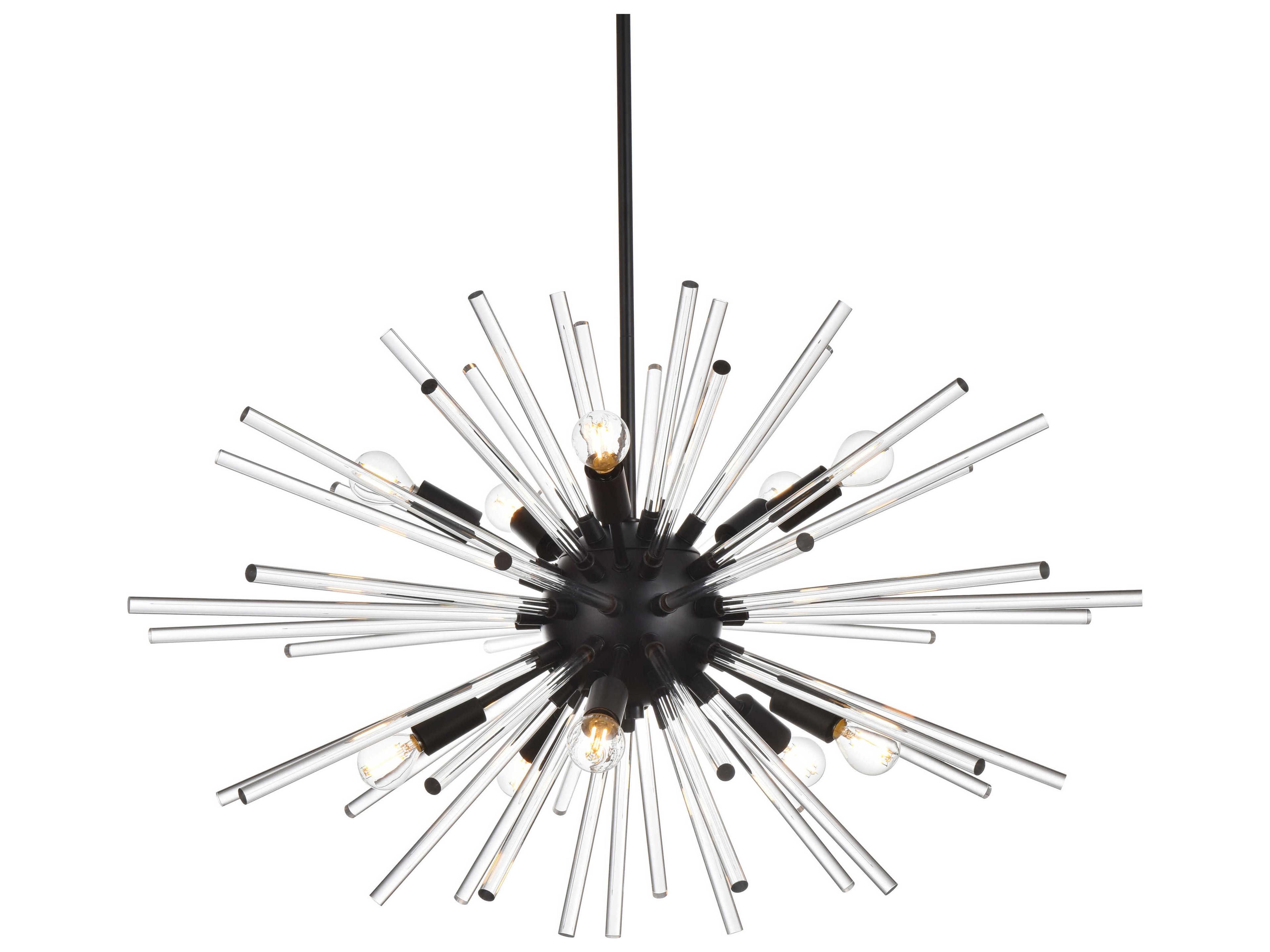 Elegant Lighting Sienna 10-Light Black Crystal Glass Sputnik Pendant
