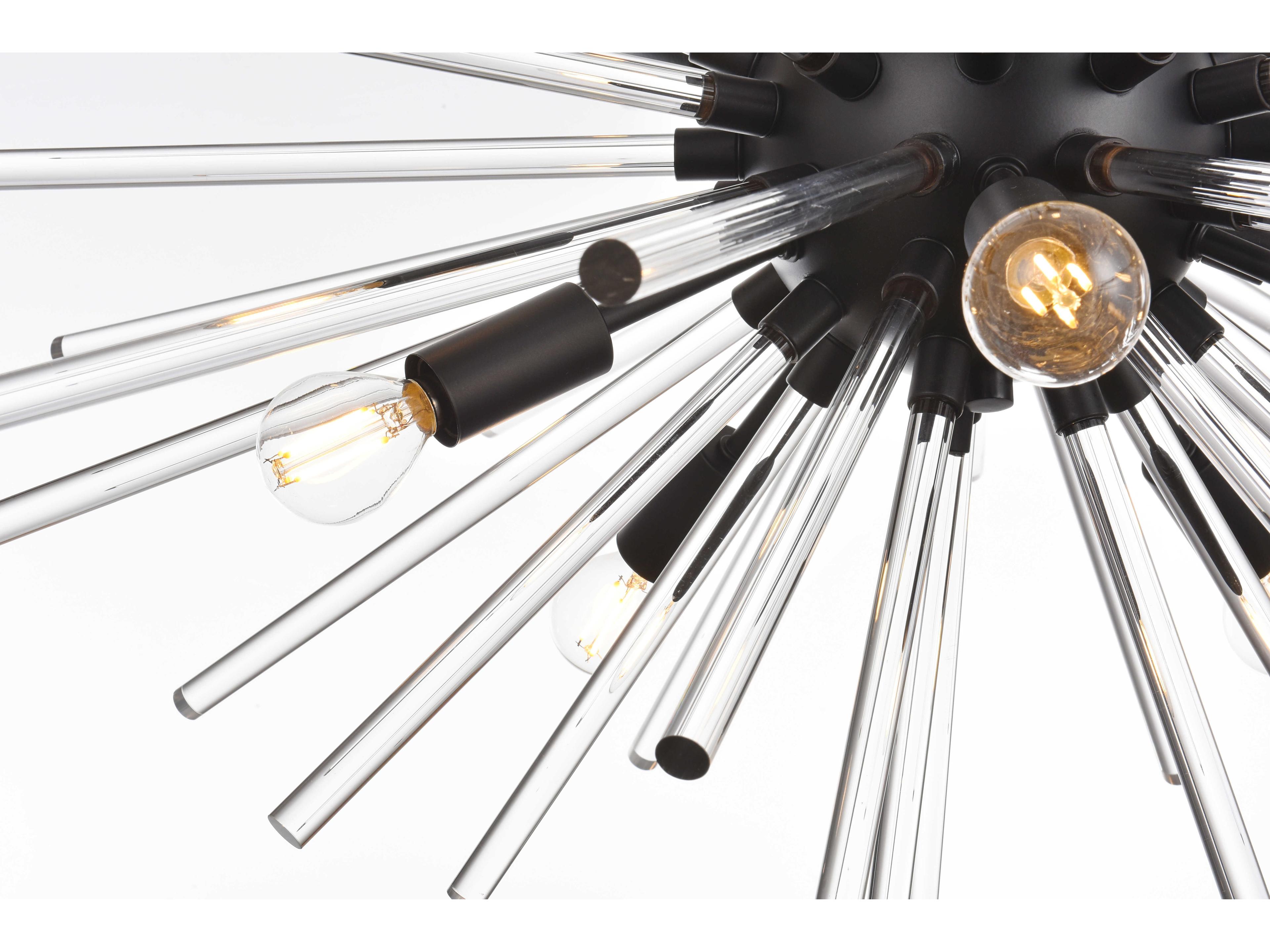Elegant Lighting Sienna 10-Light Black Crystal Glass Sputnik Pendant