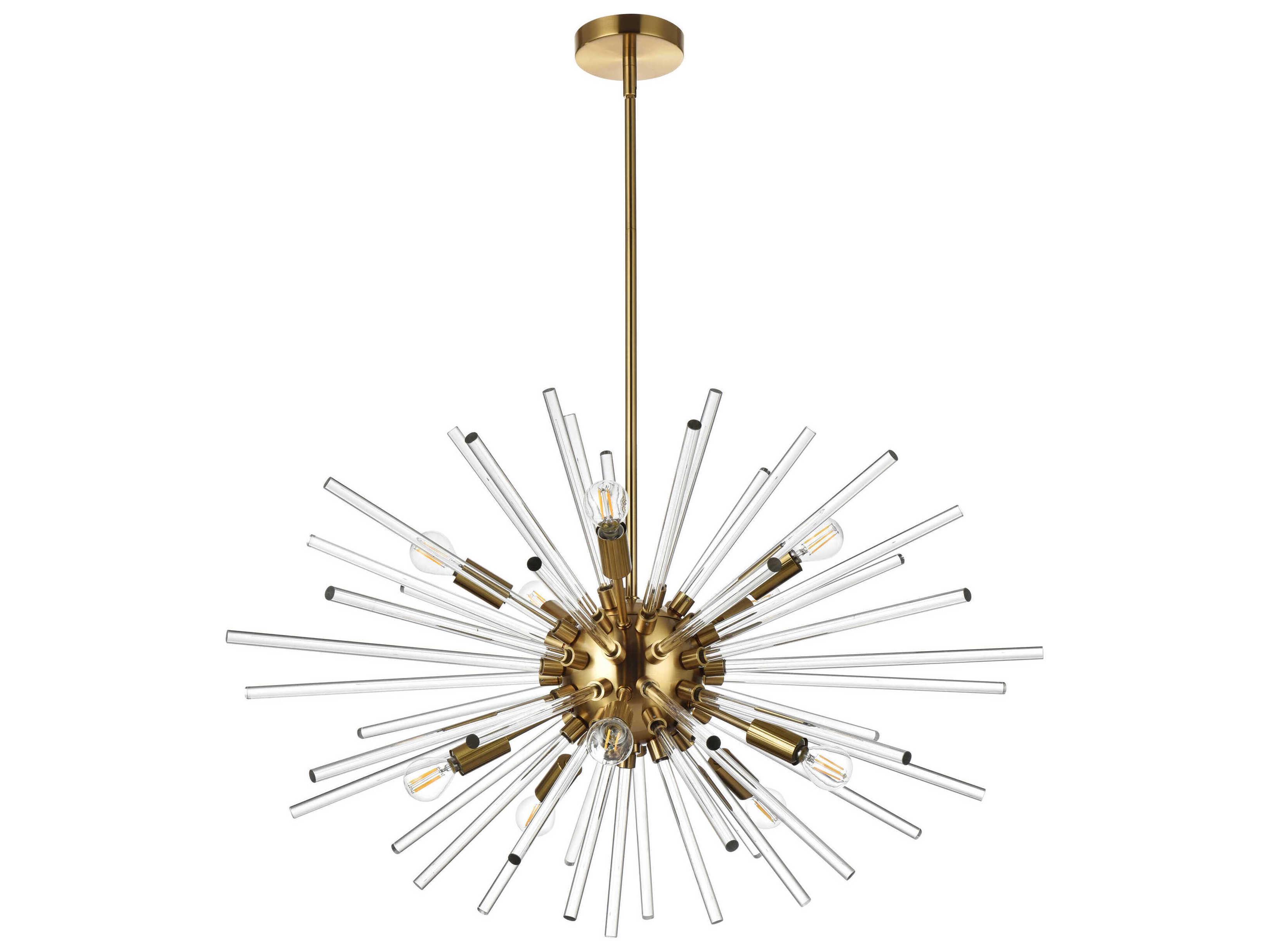 Elegant Lighting Sienna 10-Light Gold Crystal Glass Sputnik Pendant