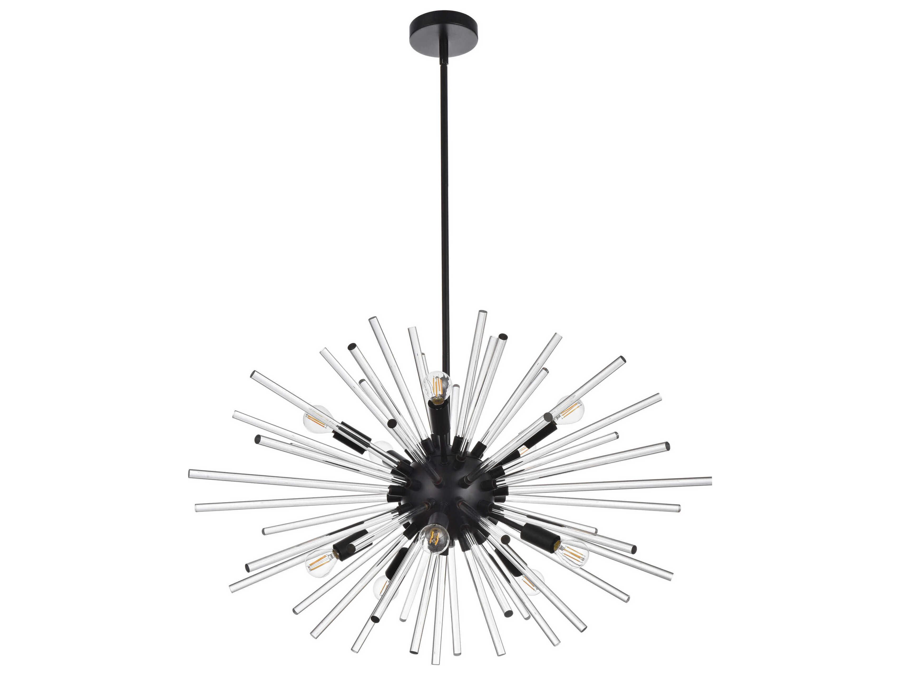 Elegant Lighting Sienna 10-Light Black Crystal Glass Sputnik Pendant