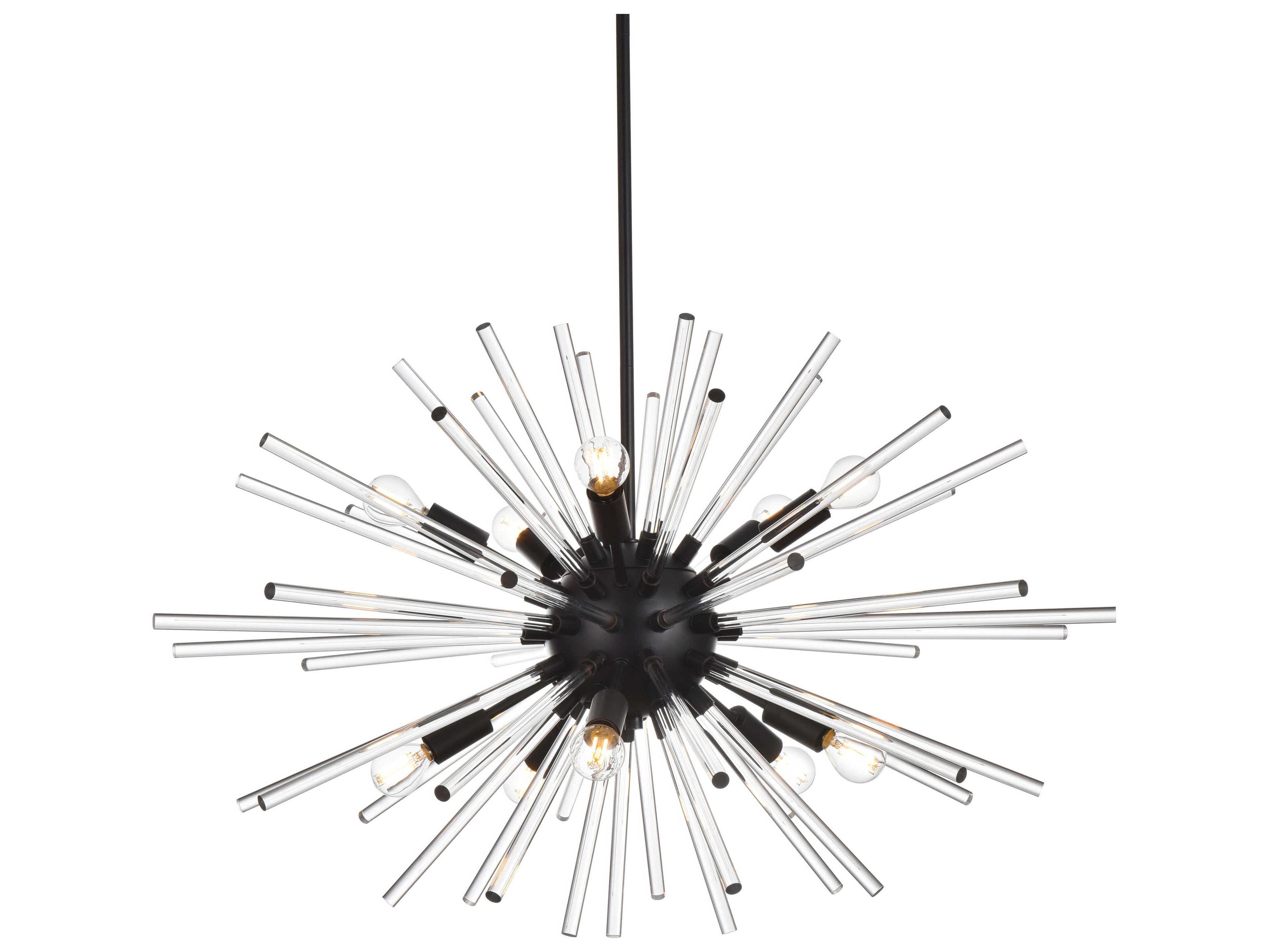 Elegant Lighting Sienna 10-Light Black Crystal Glass Sputnik Pendant