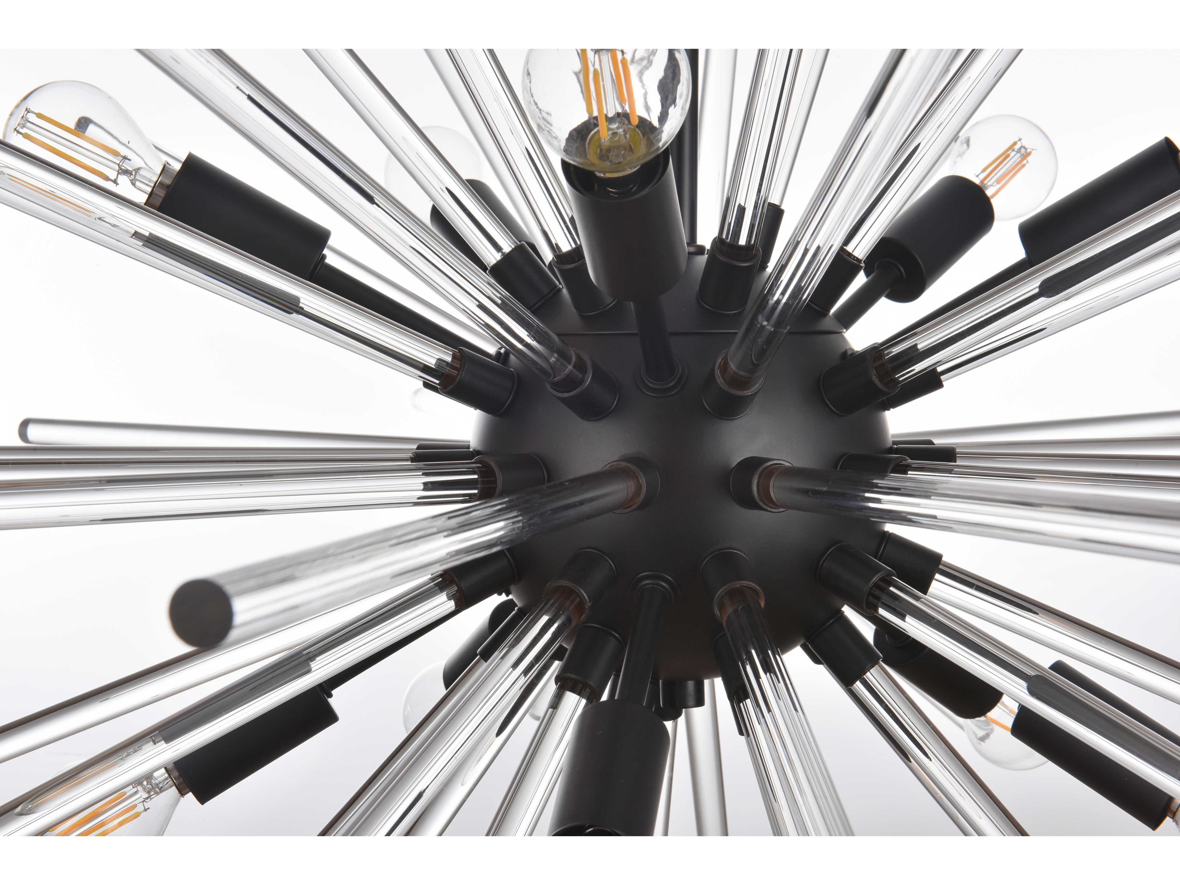 Elegant Lighting Sienna 10-Light Black Crystal Glass Sputnik Pendant