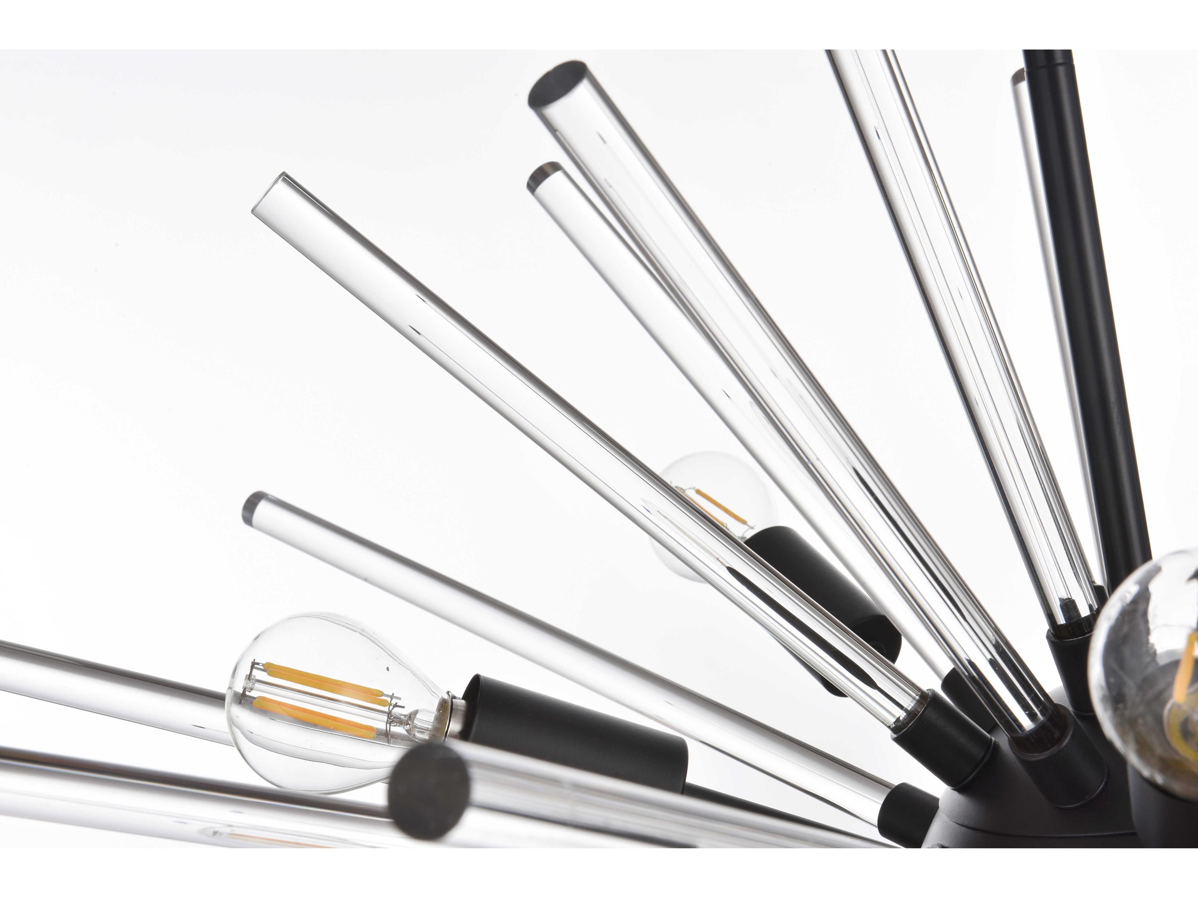 Elegant Lighting Sienna 10-Light Black Crystal Glass Sputnik Pendant