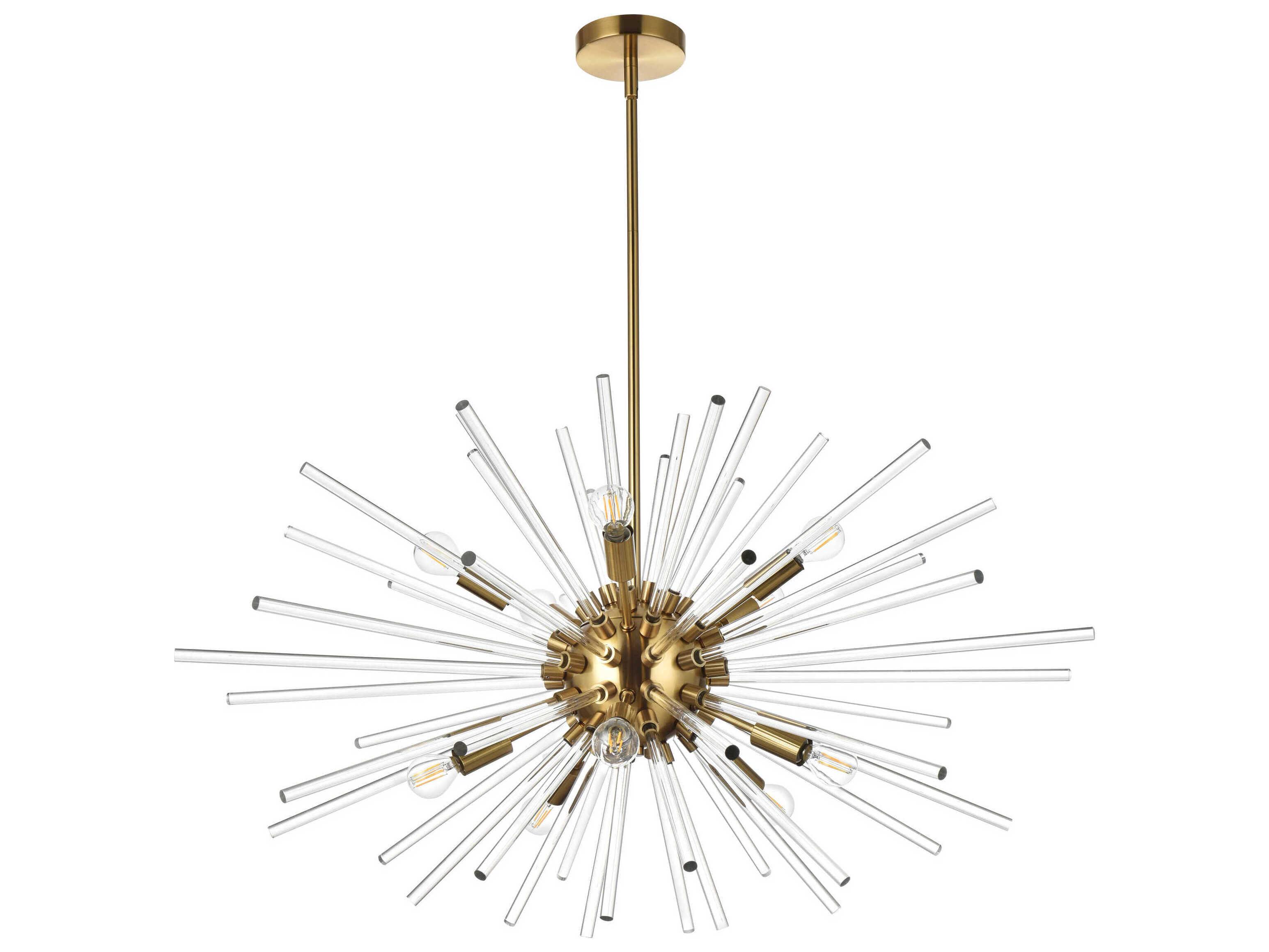 Elegant Lighting Sienna 10-Light Gold Crystal Glass Sputnik Pendant