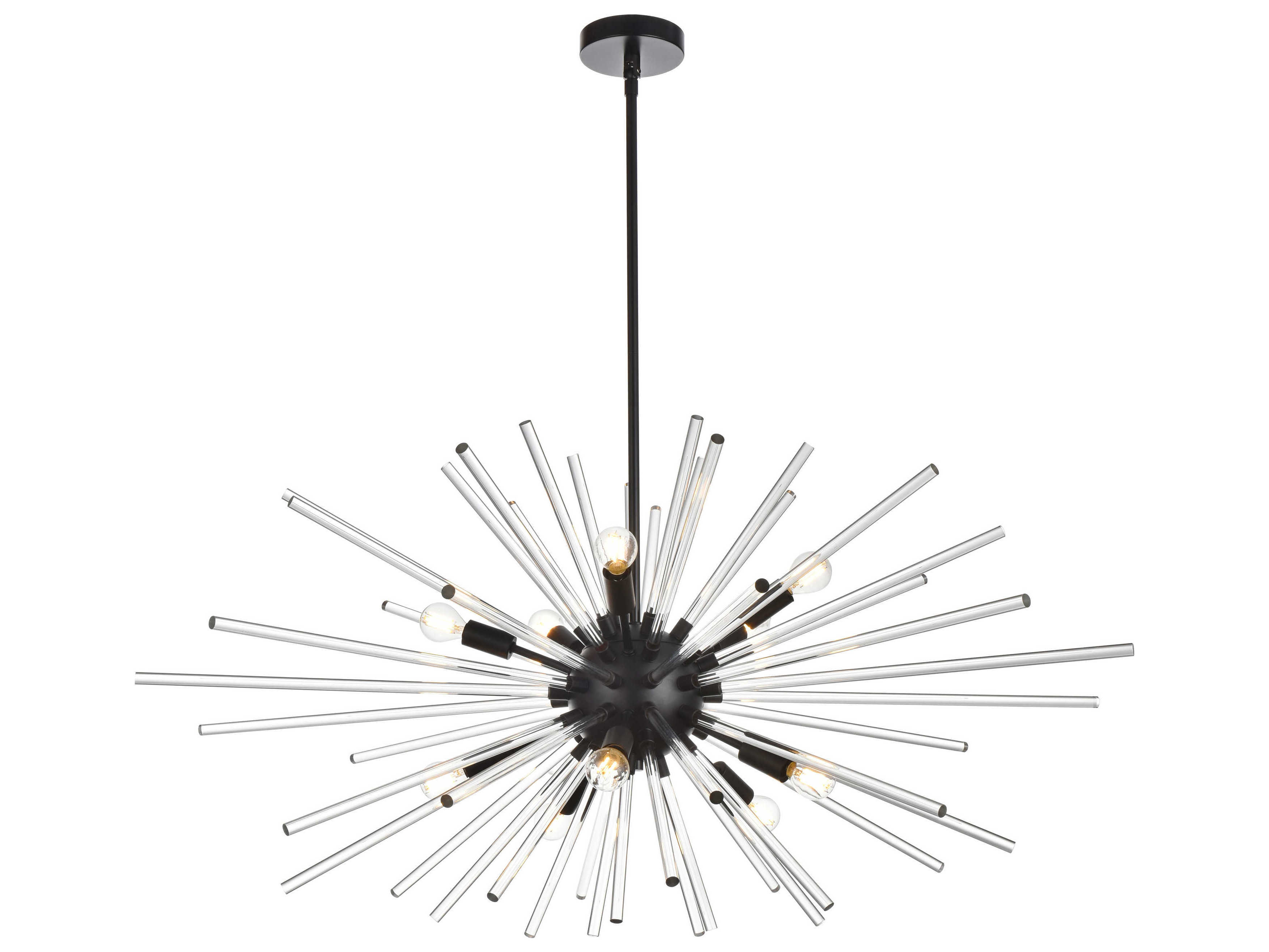 Elegant Lighting Sienna 10-Light Black Crystal Glass Sputnik Pendant