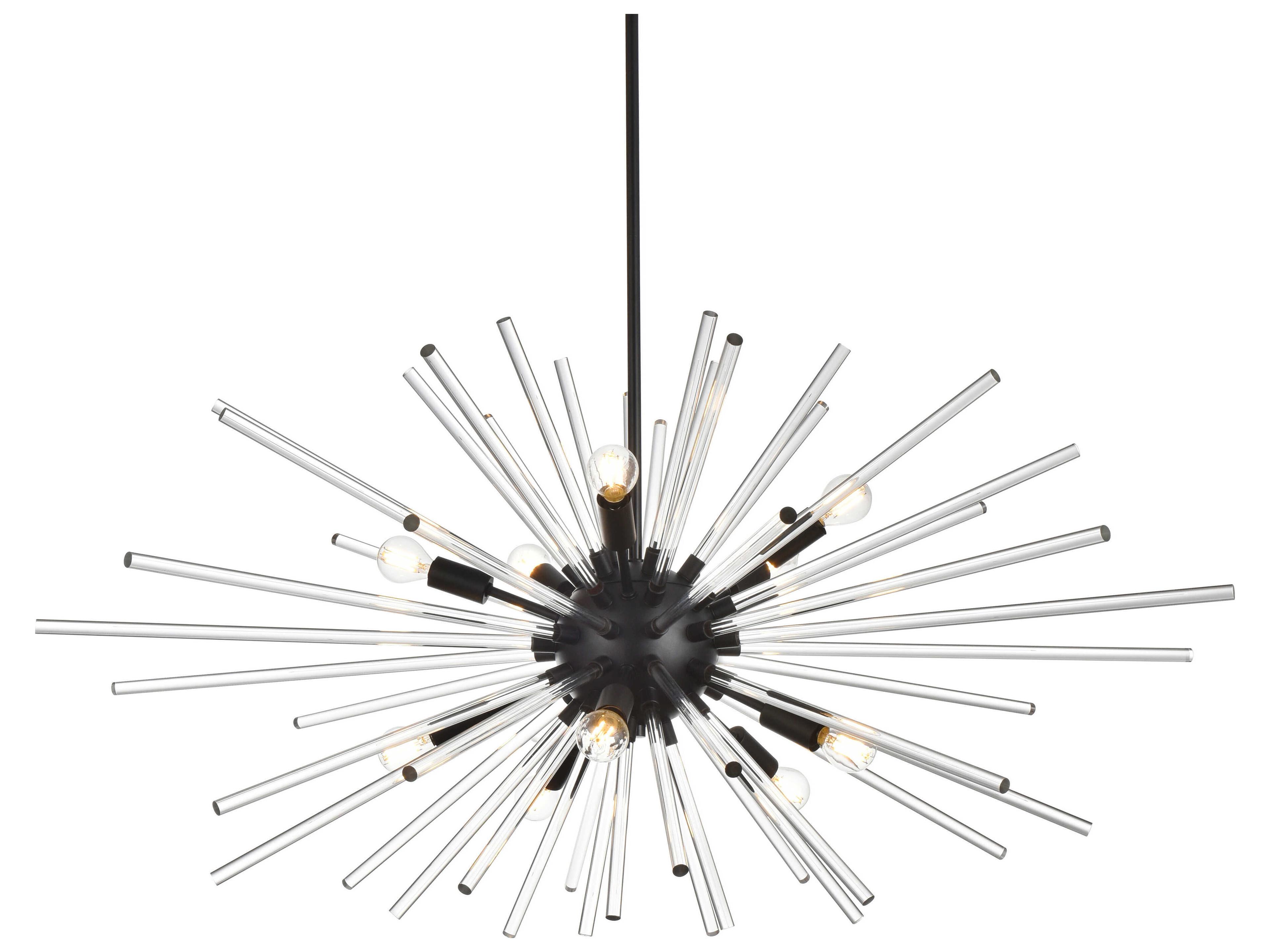 Elegant Lighting Sienna 10-Light Black Crystal Glass Sputnik Pendant