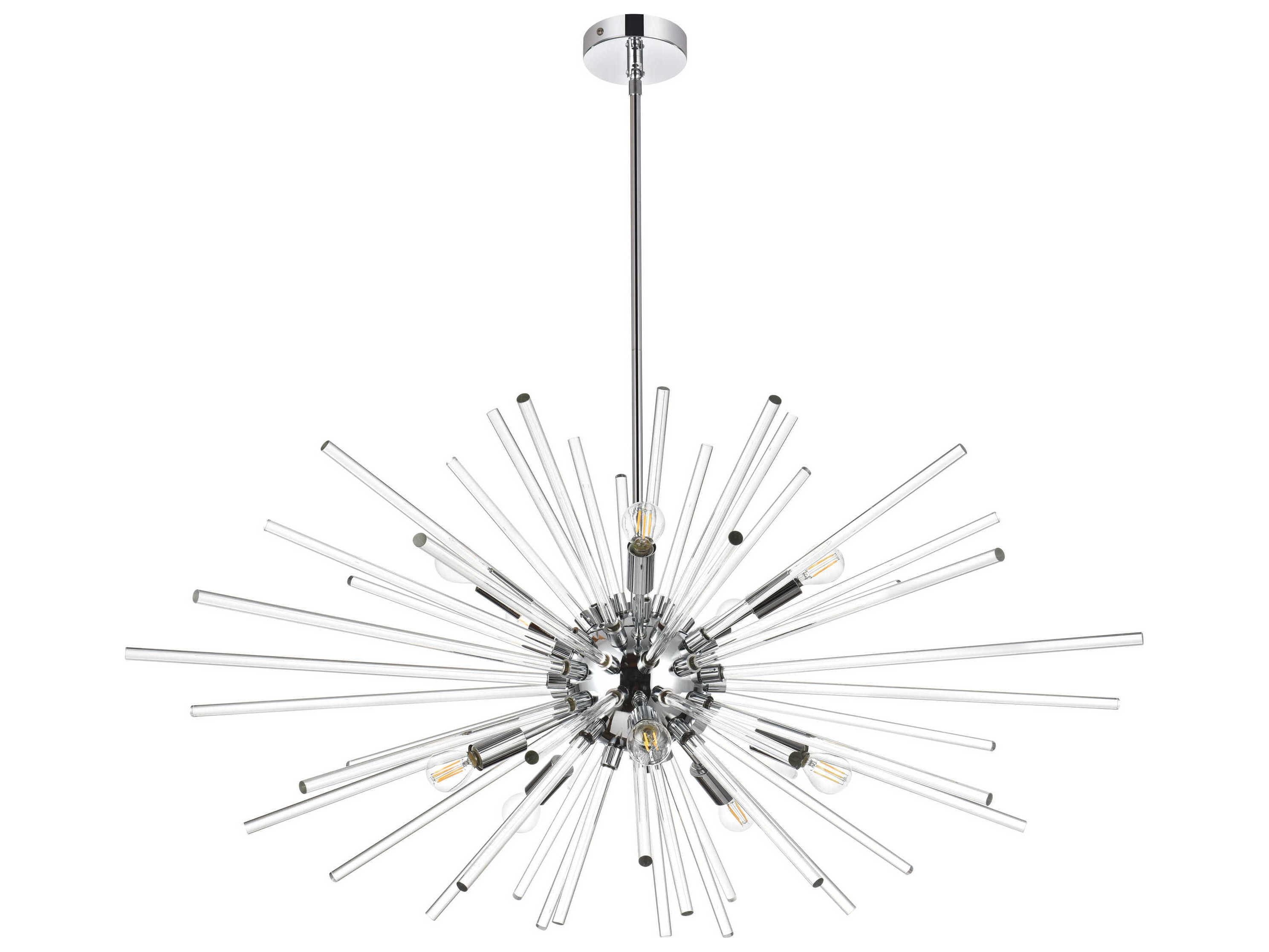 Elegant Lighting Sienna 10-Light Chrome Crystal Glass Sputnik Pendant