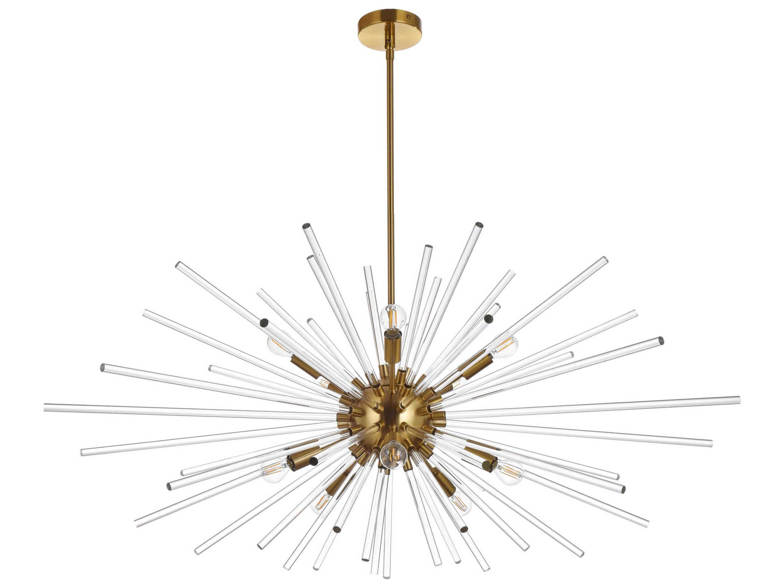 Elegant Lighting Sienna 10-Light Gold Crystal Glass Sputnik Pendant