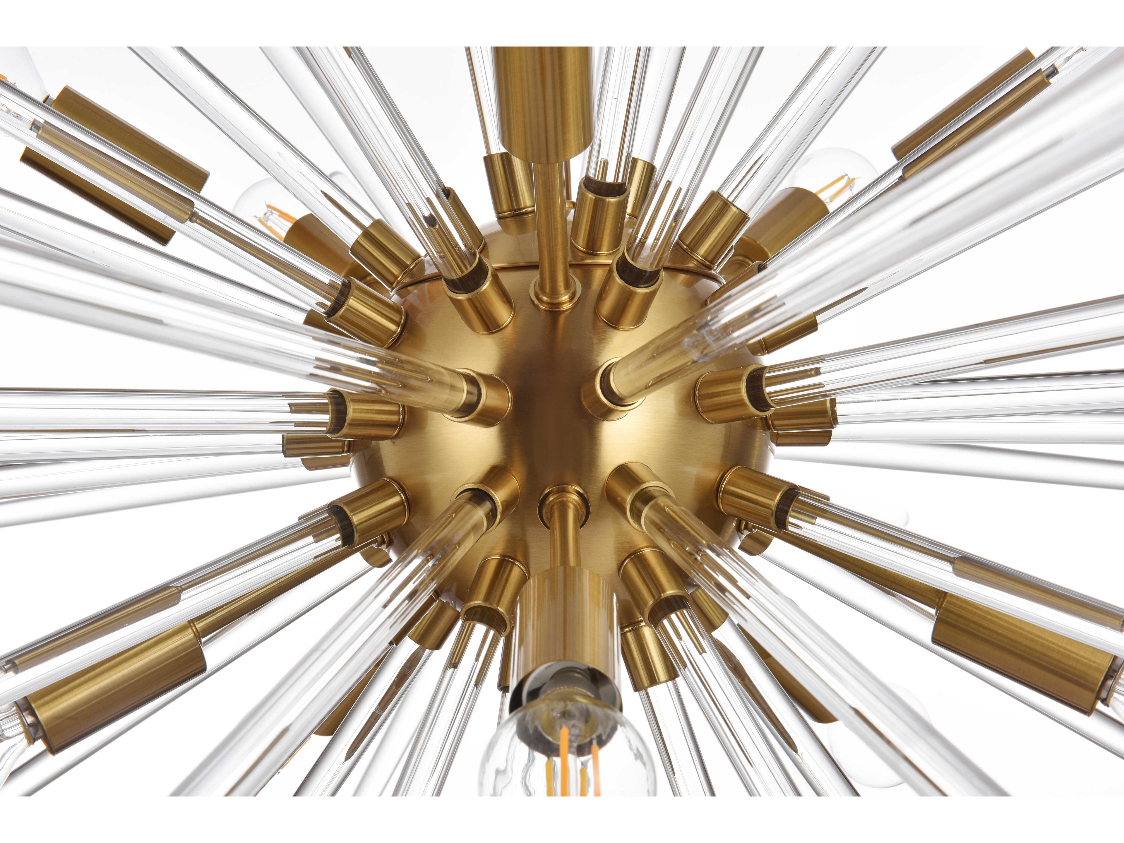 Elegant Lighting Sienna 10-Light Gold Crystal Glass Sputnik Pendant