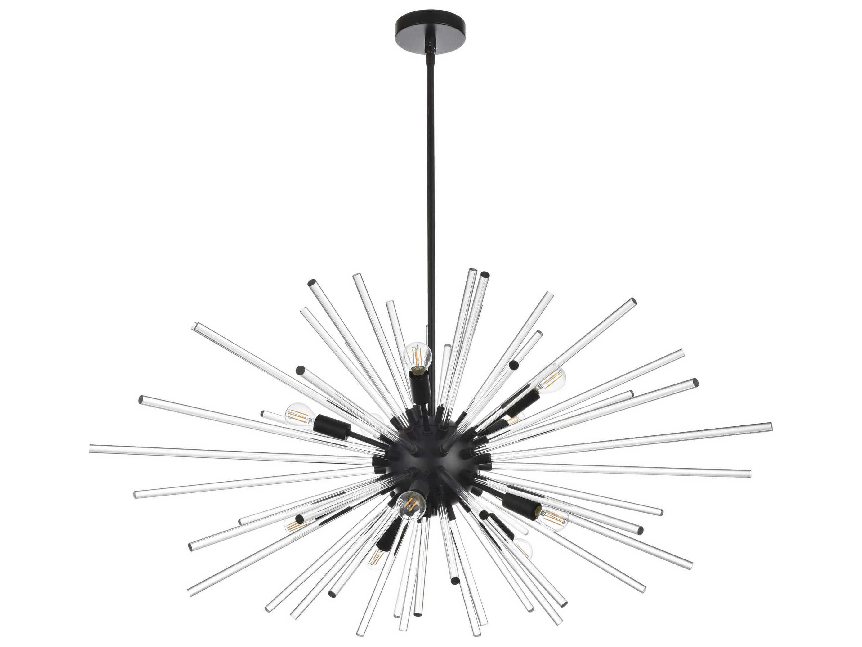 Elegant Lighting Sienna 10-Light Black Crystal Glass Sputnik Pendant