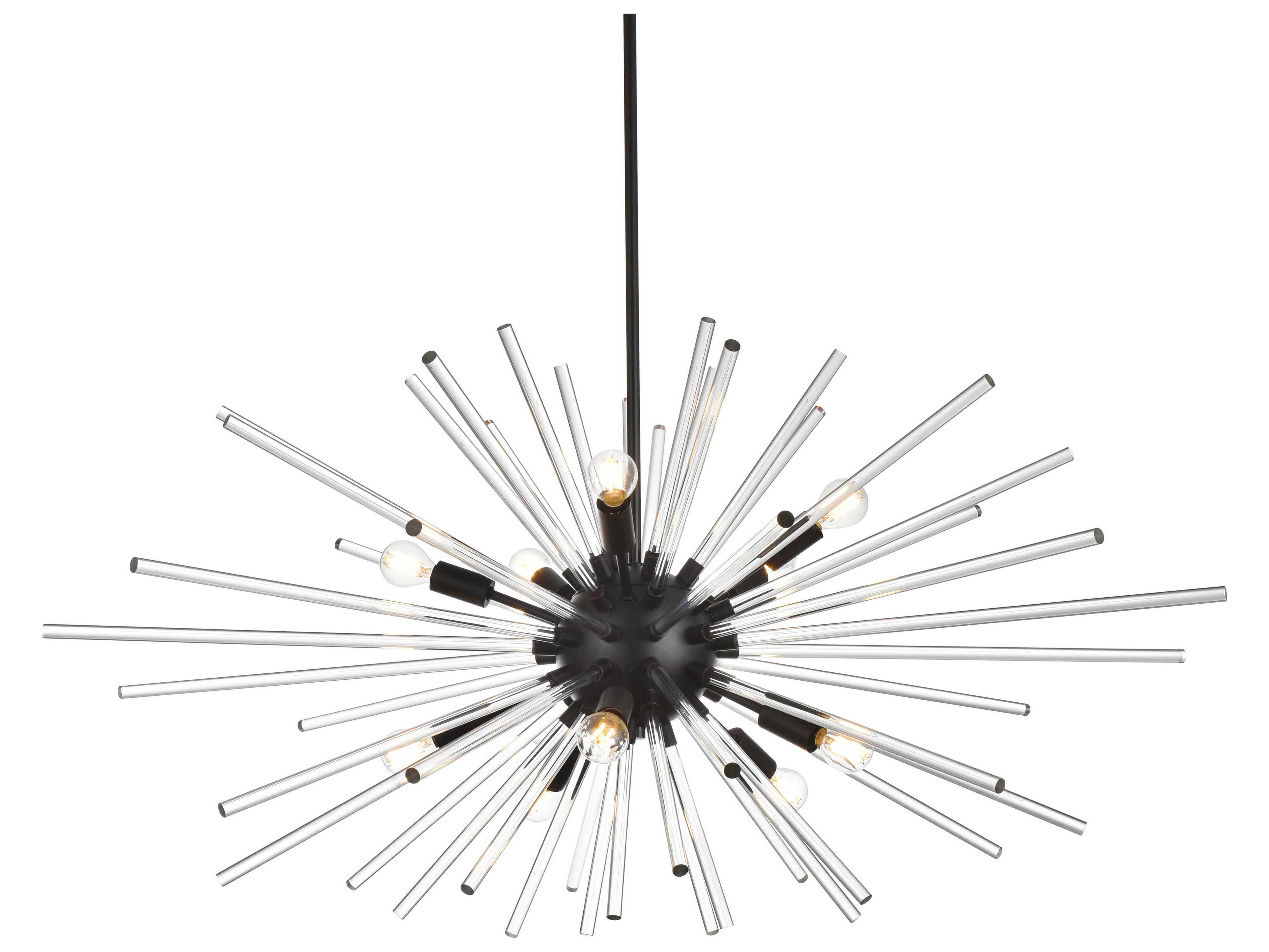 Elegant Lighting Sienna 10-Light Black Crystal Glass Sputnik Pendant