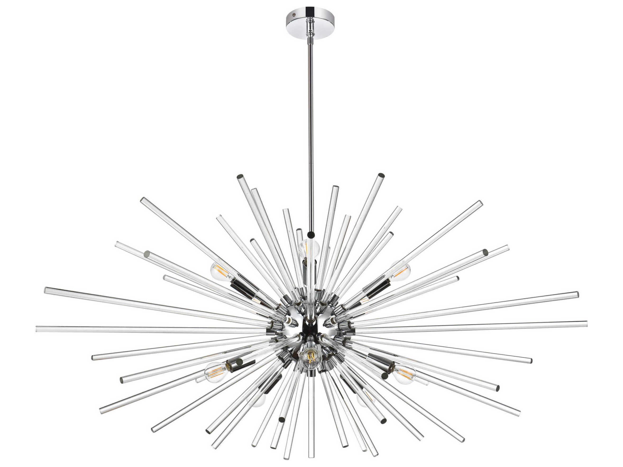Elegant Lighting Sienna 10-Light Chrome Crystal Glass Sputnik Pendant