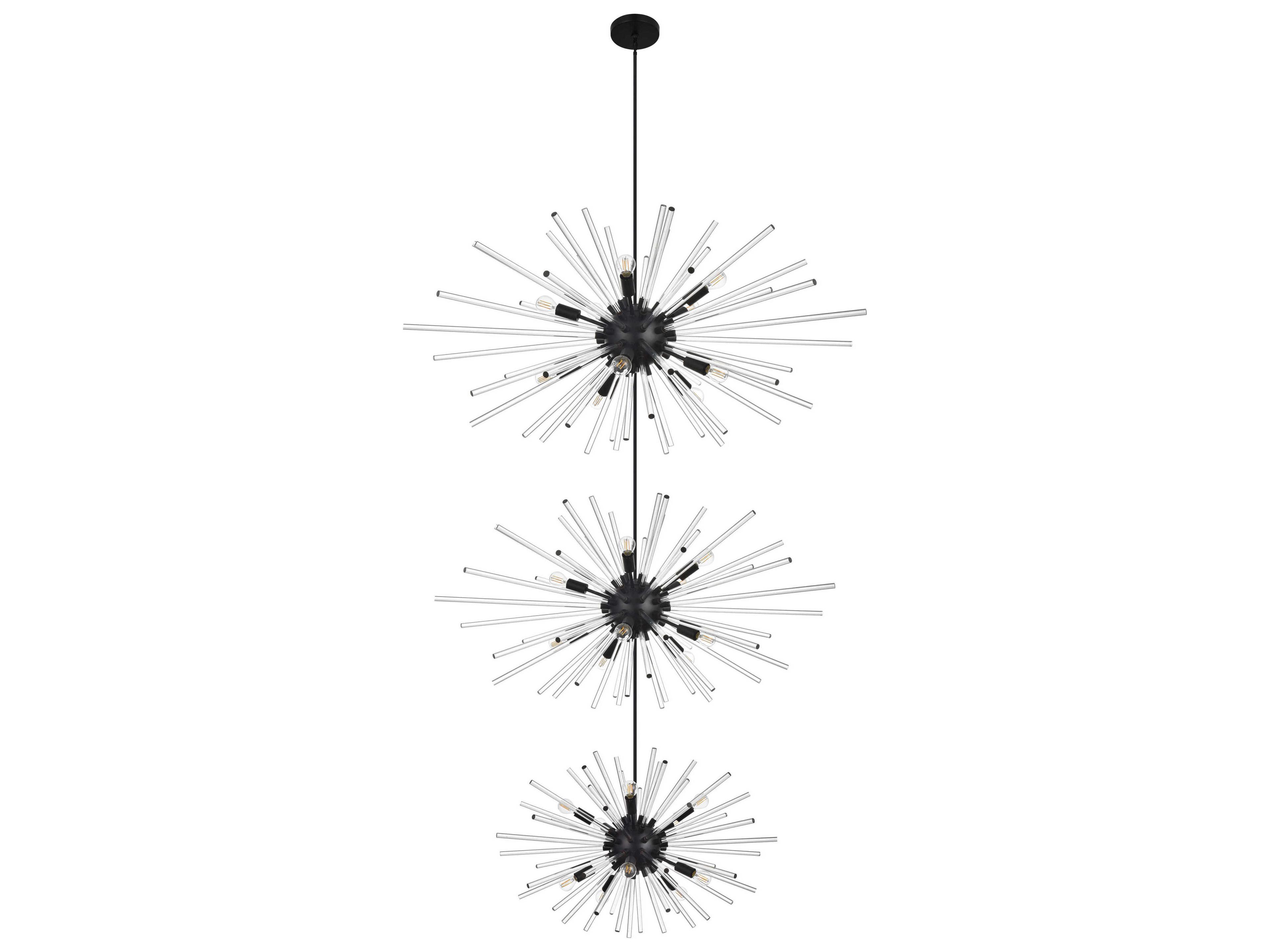Elegant Lighting Sienna 30-Light Black Sputnik Pendant