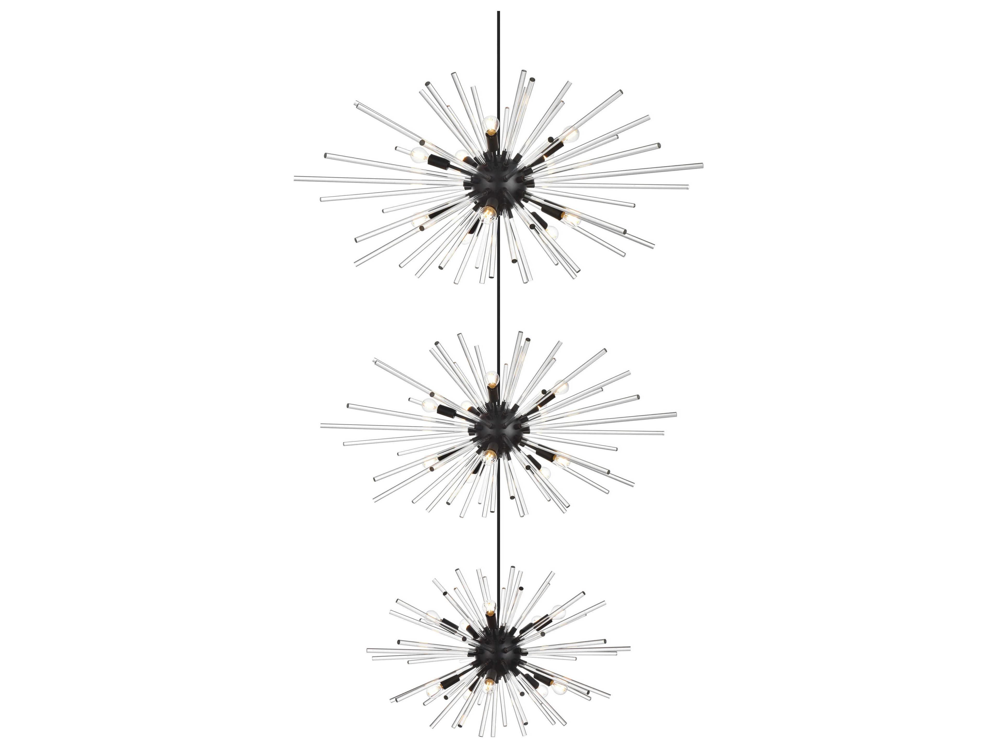 Elegant Lighting Sienna 30-Light Black Sputnik Pendant