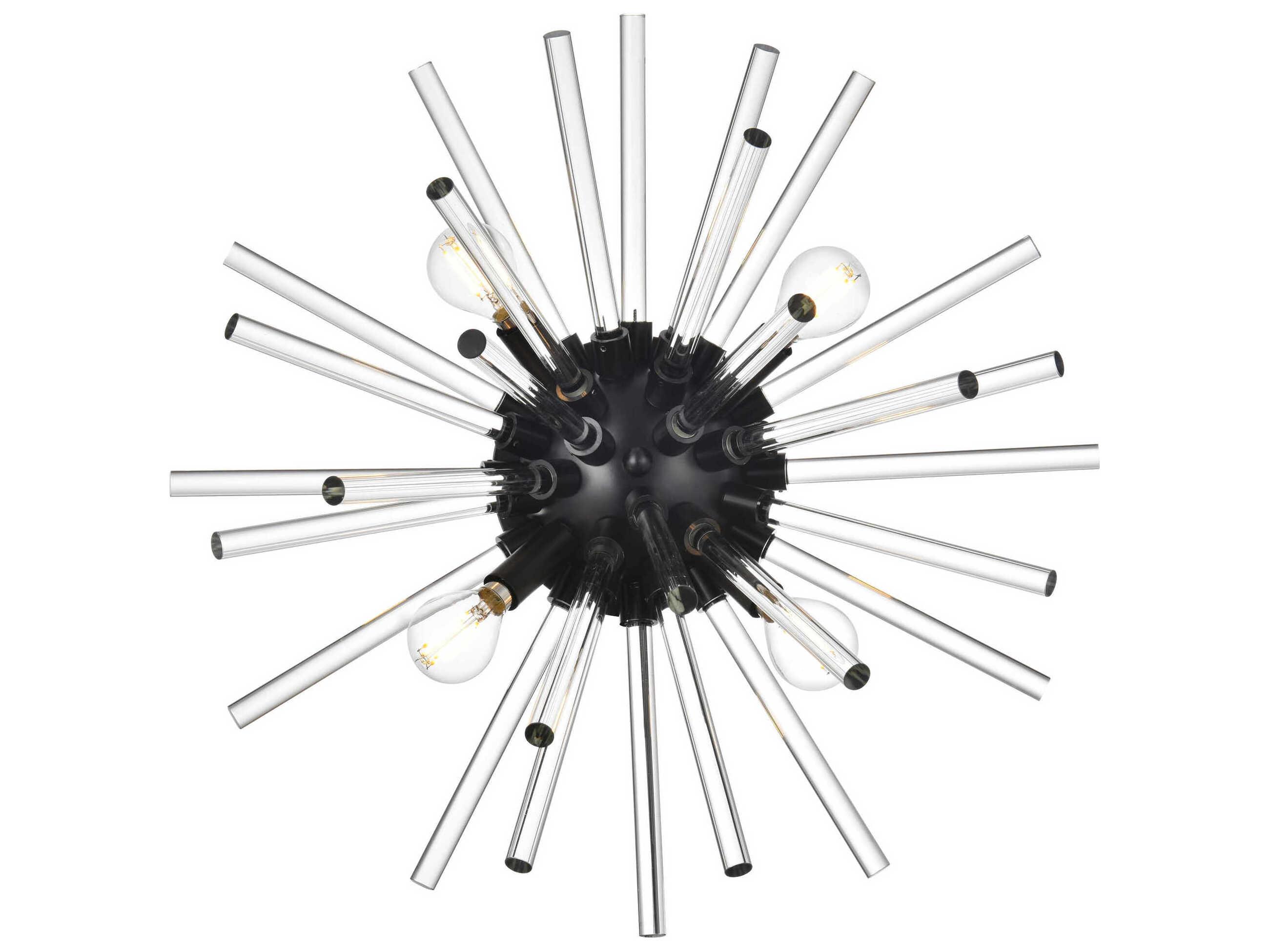 Elegant Lighting Sienna 4-Light Black Crystal Glass Wall Sconce