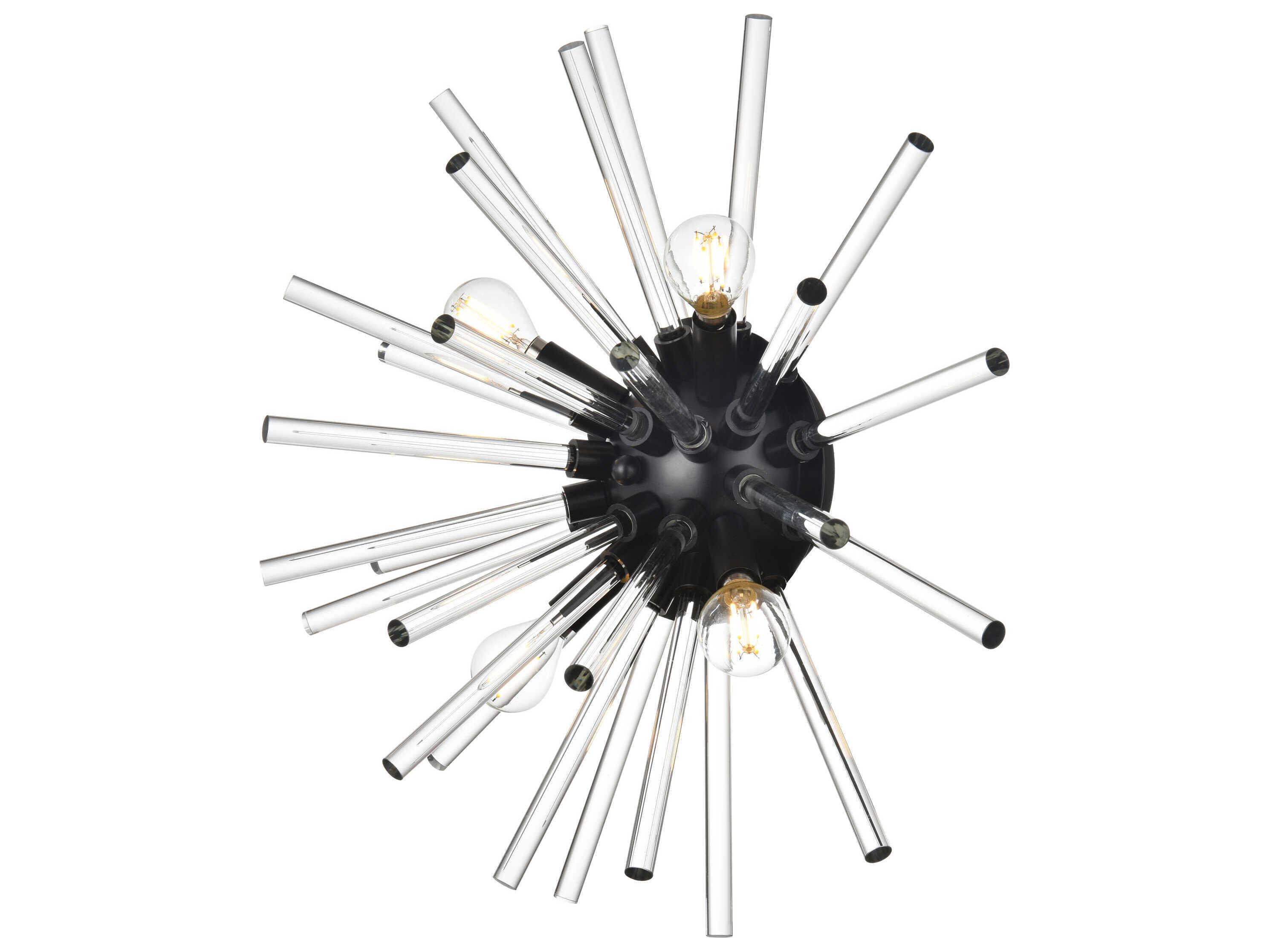 Elegant Lighting Sienna 4-Light Black Crystal Glass Wall Sconce