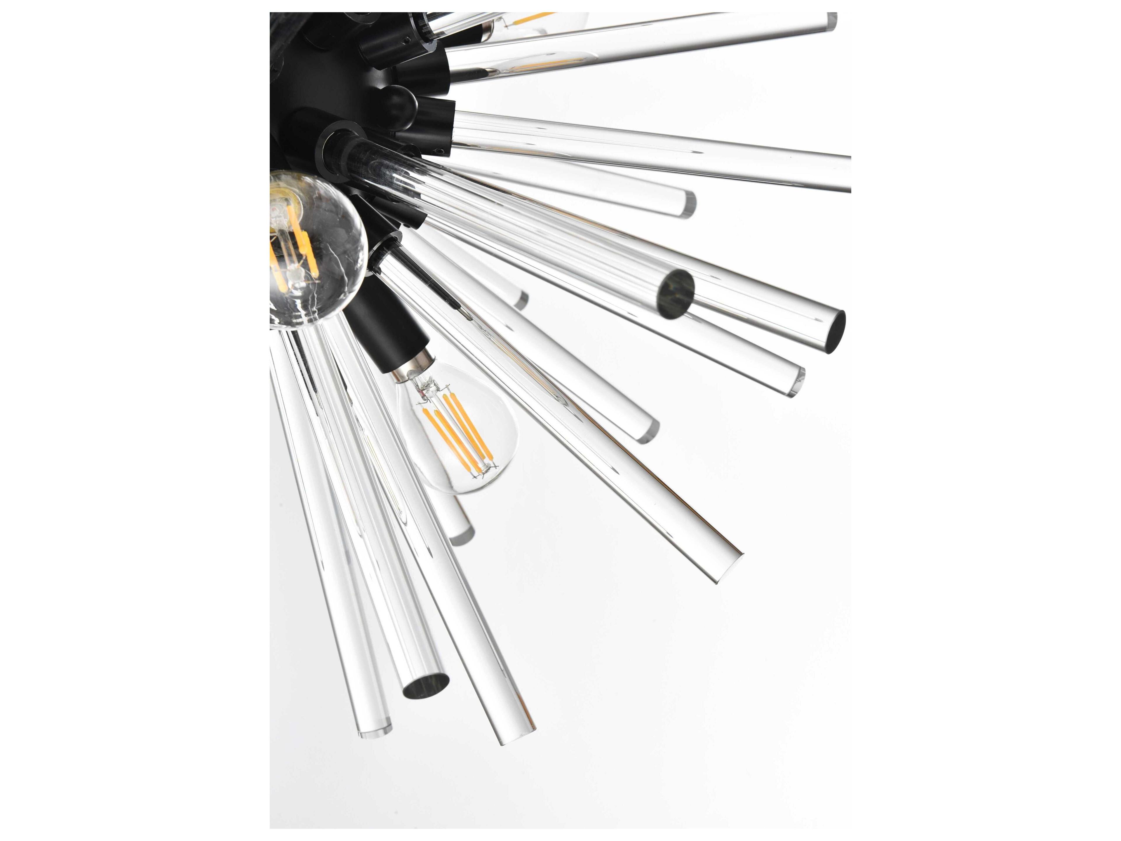 Elegant Lighting Sienna 4-Light Black Crystal Glass Wall Sconce