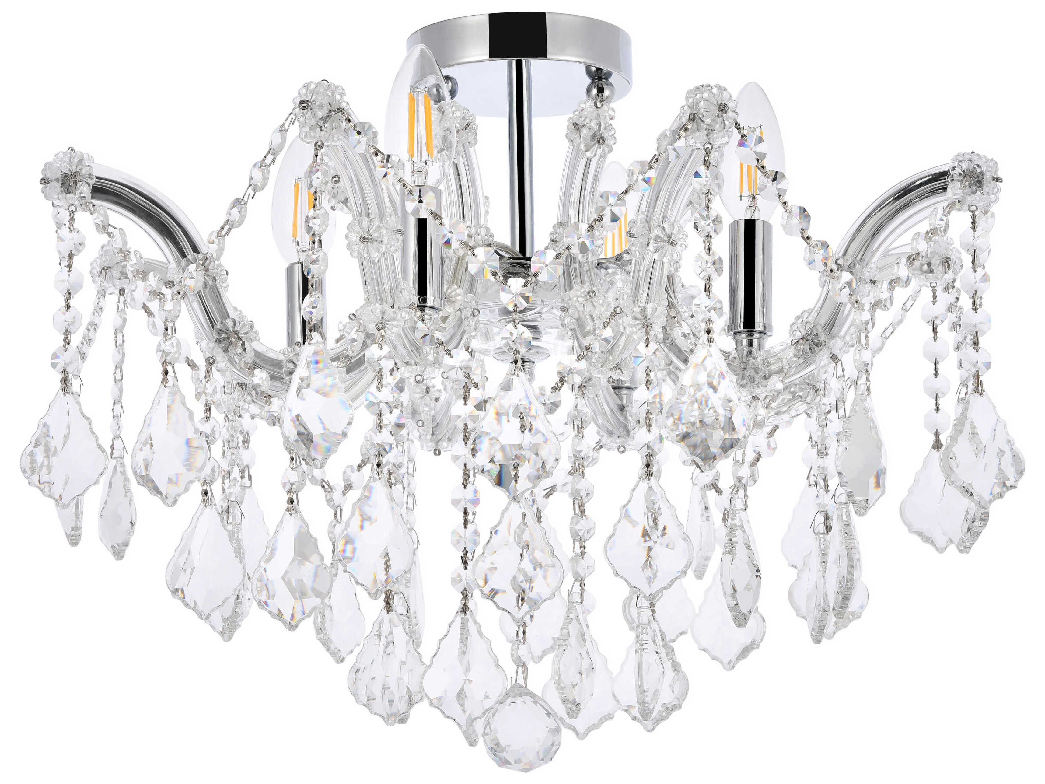 Elegant Lighting Maria Theresa 4-Light Chrome Clear Crystal Glass Semi Flush Mount