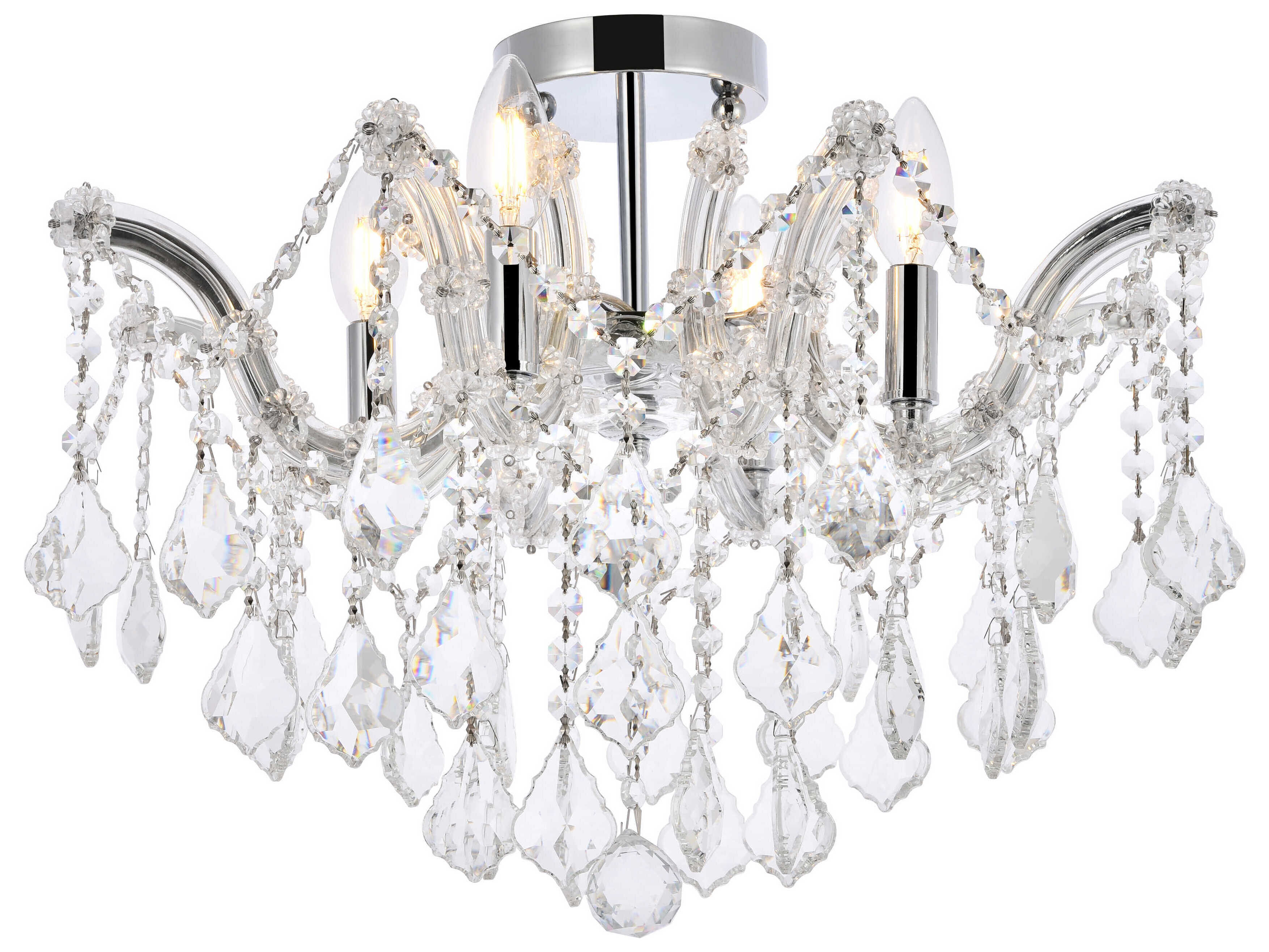 Elegant Lighting Maria Theresa 4-Light Chrome Clear Crystal Glass Semi Flush Mount