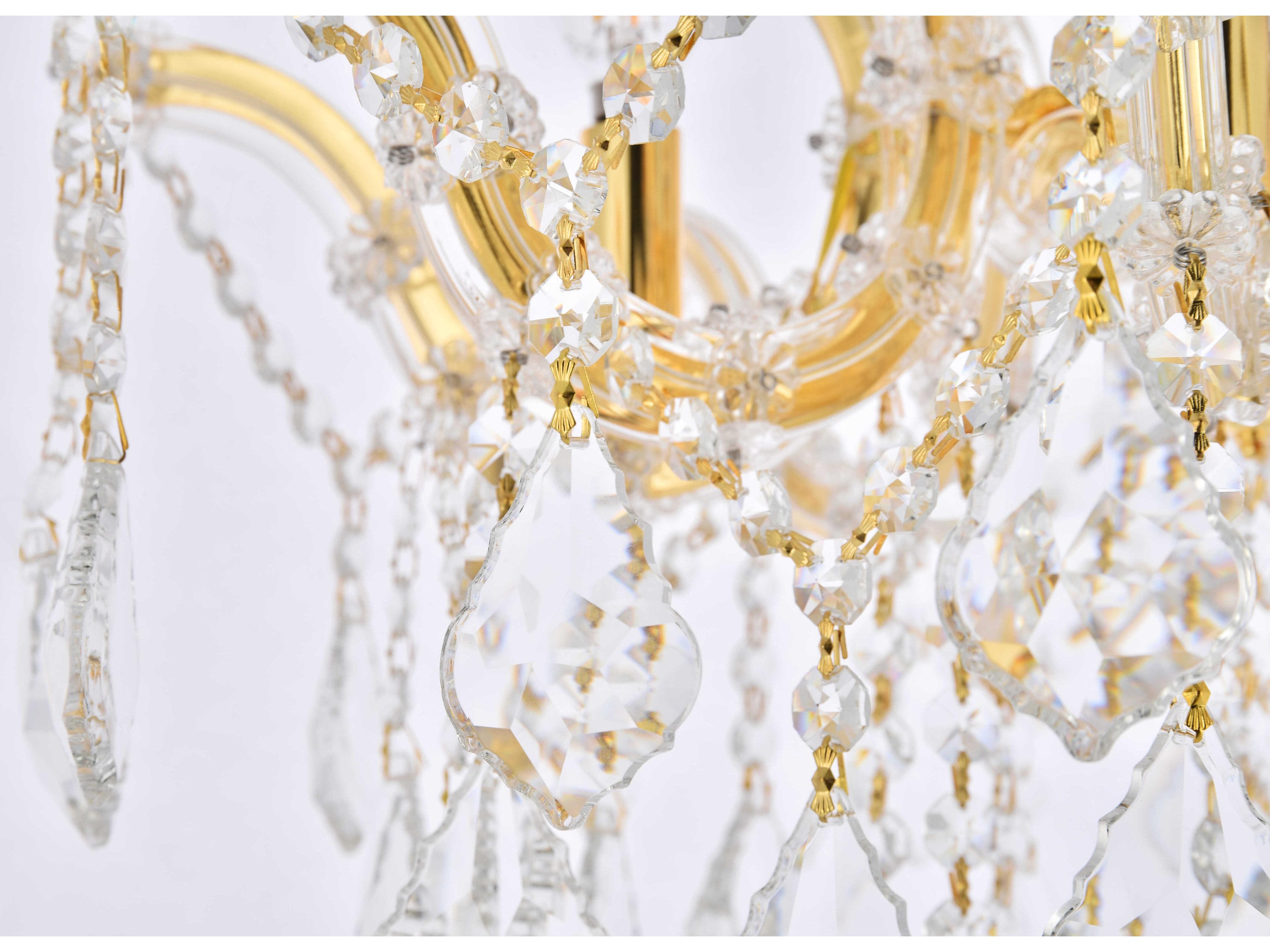 Elegant Lighting Maria Theresa 4-Light Gold Clear Crystal Glass Semi Flush Mount