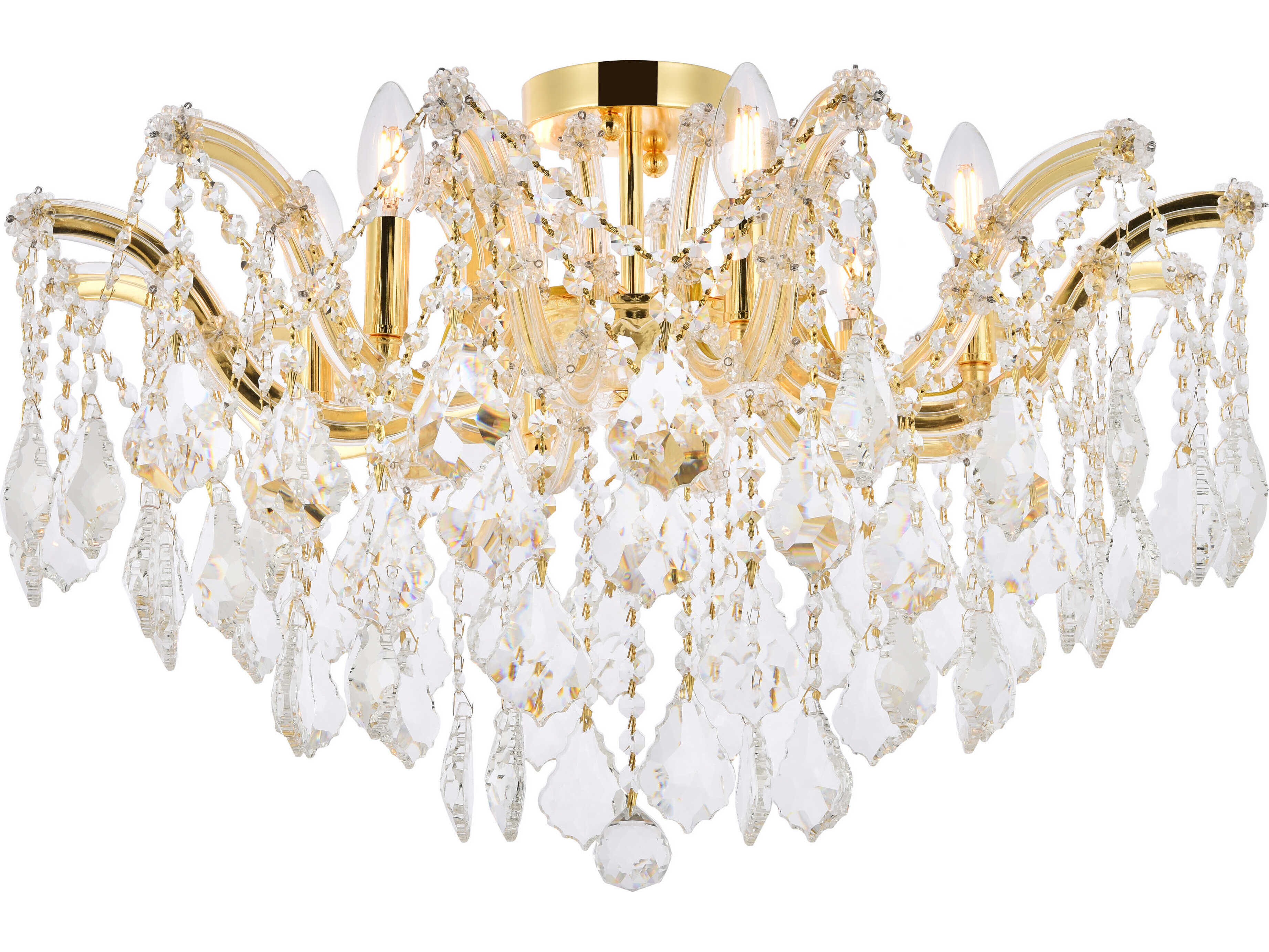 Elegant Lighting Maria Theresa 6-Light Gold Crystal Glass Tiered Semi Flush Mount