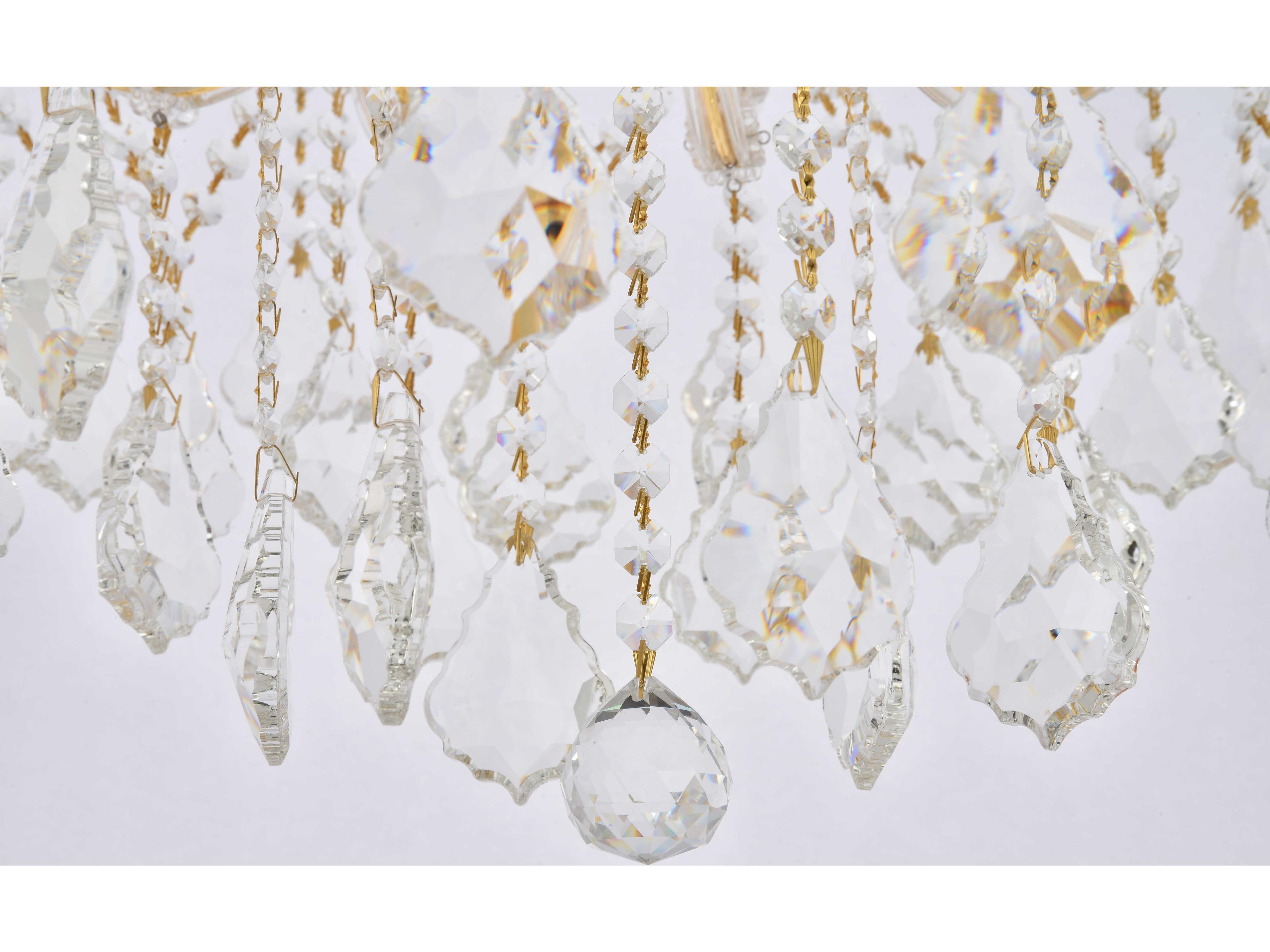 Elegant Lighting Maria Theresa 6-Light Gold Crystal Glass Tiered Semi Flush Mount