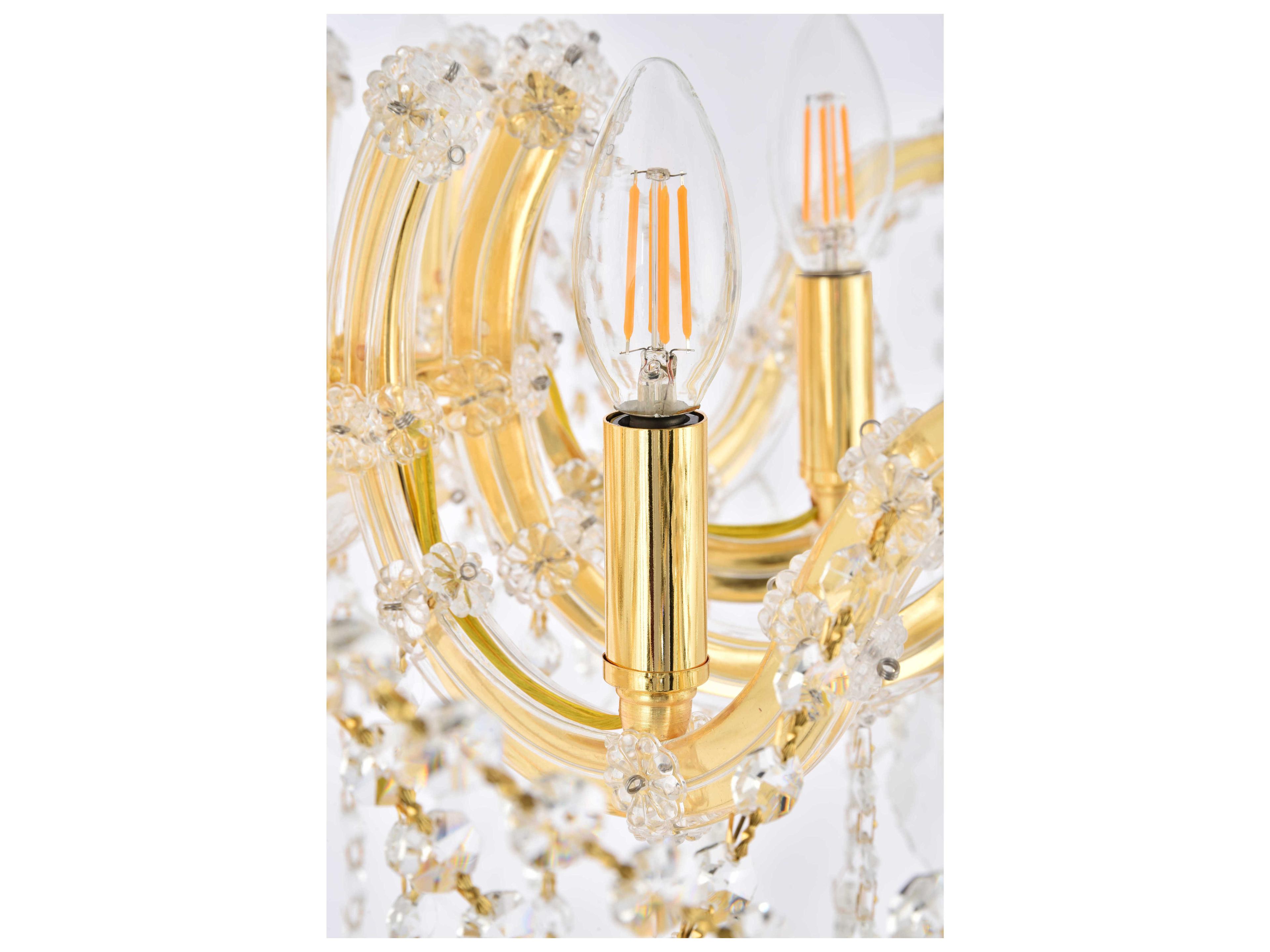 Elegant Lighting Maria Theresa 6-Light Gold Crystal Glass Tiered Semi Flush Mount