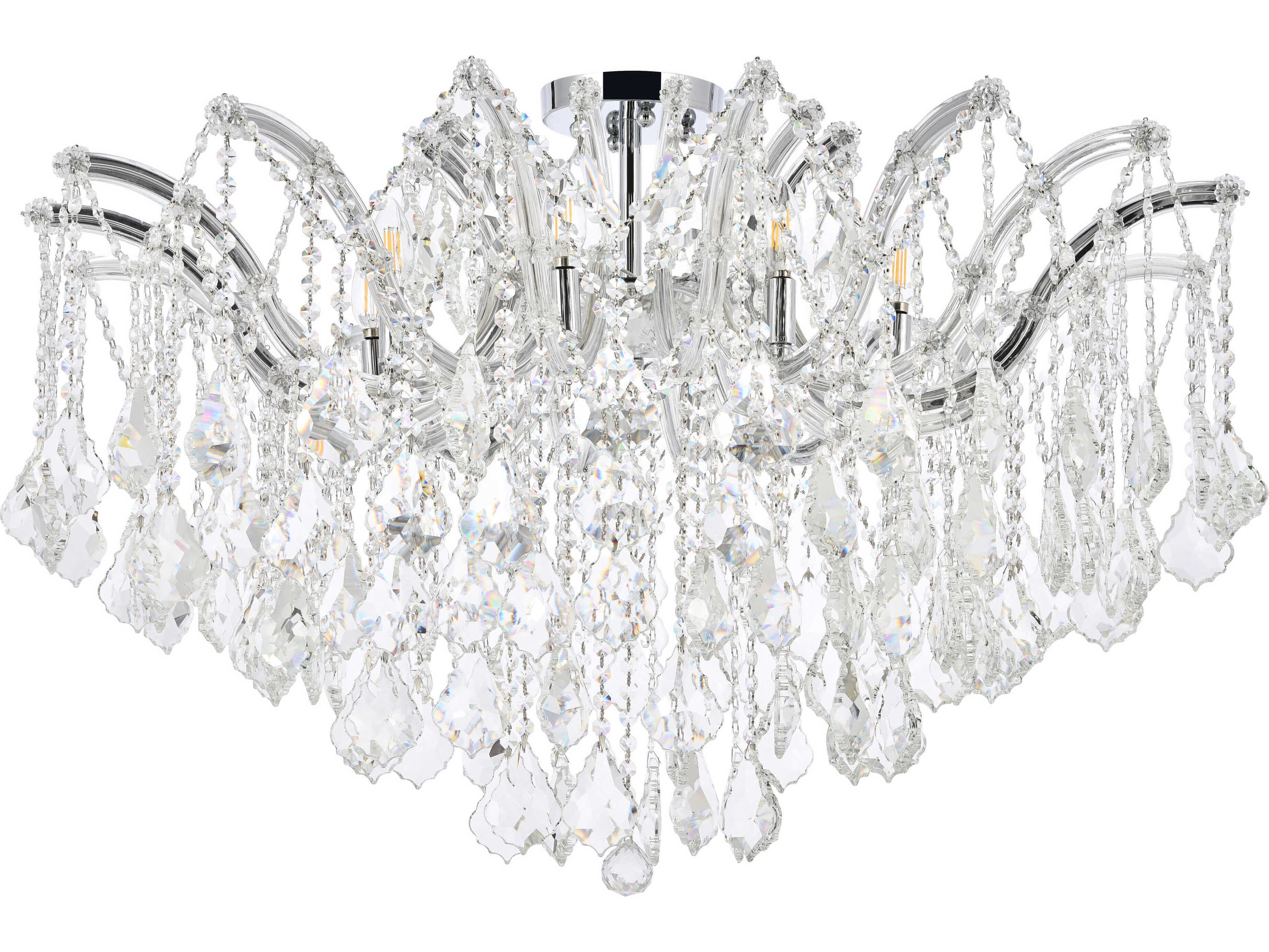 Elegant Lighting Maria Theresa 8-Light Chrome Clear Crystal Glass Semi Flush Mount