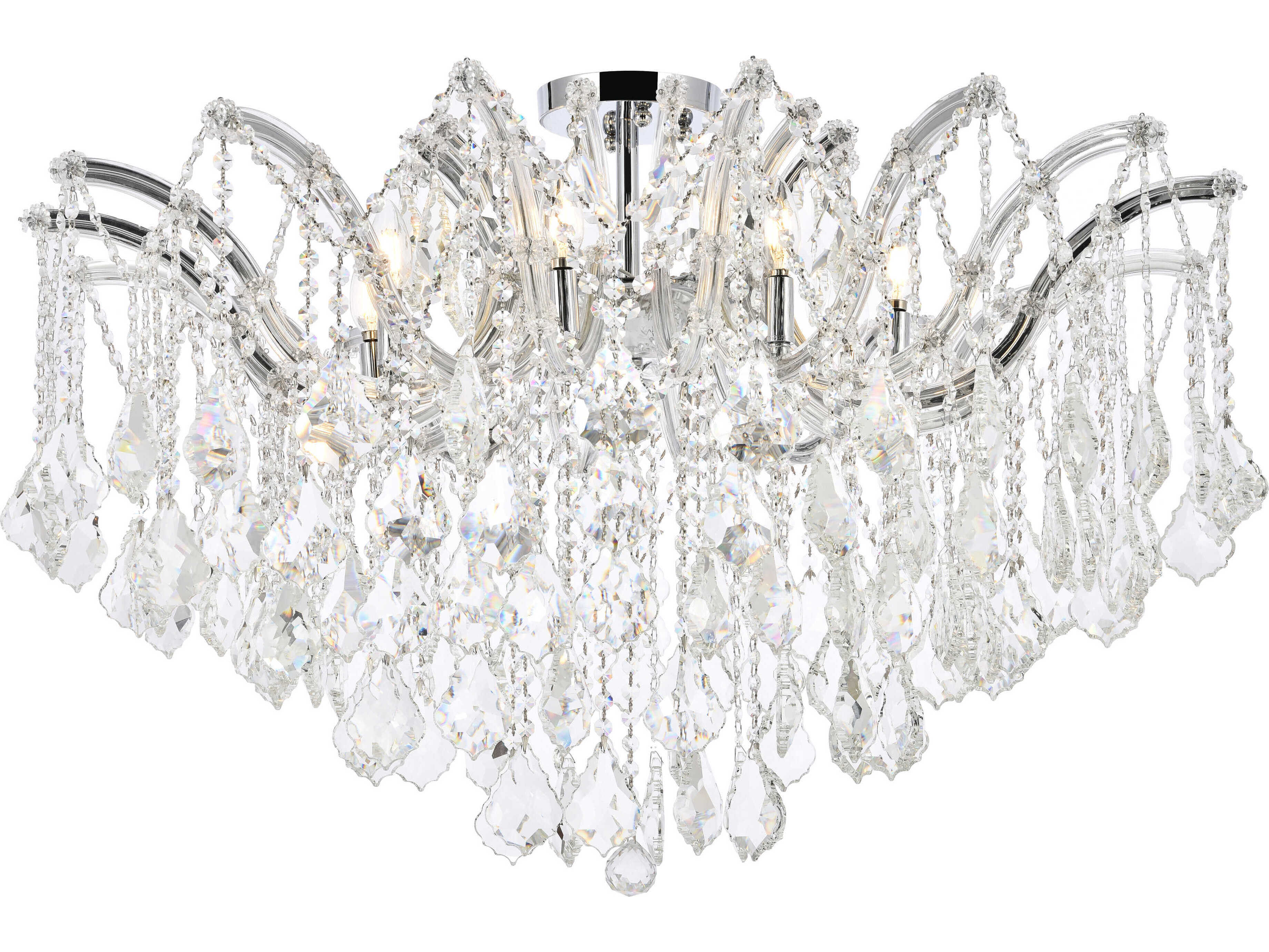 Elegant Lighting Maria Theresa 8-Light Chrome Clear Crystal Glass Semi Flush Mount