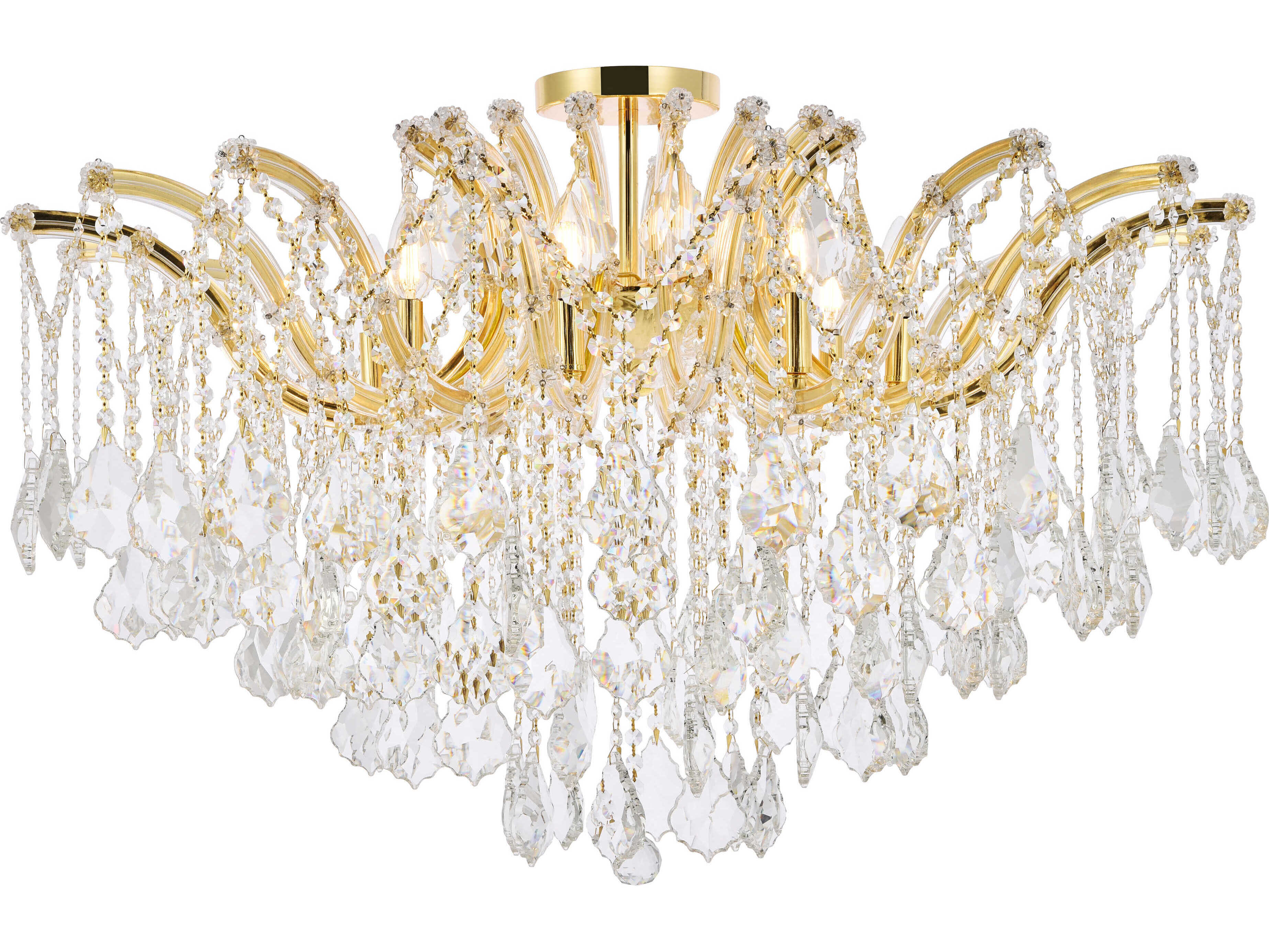 Elegant Lighting Maria Theresa 8-Light Gold Clear Crystal Glass Semi Flush Mount