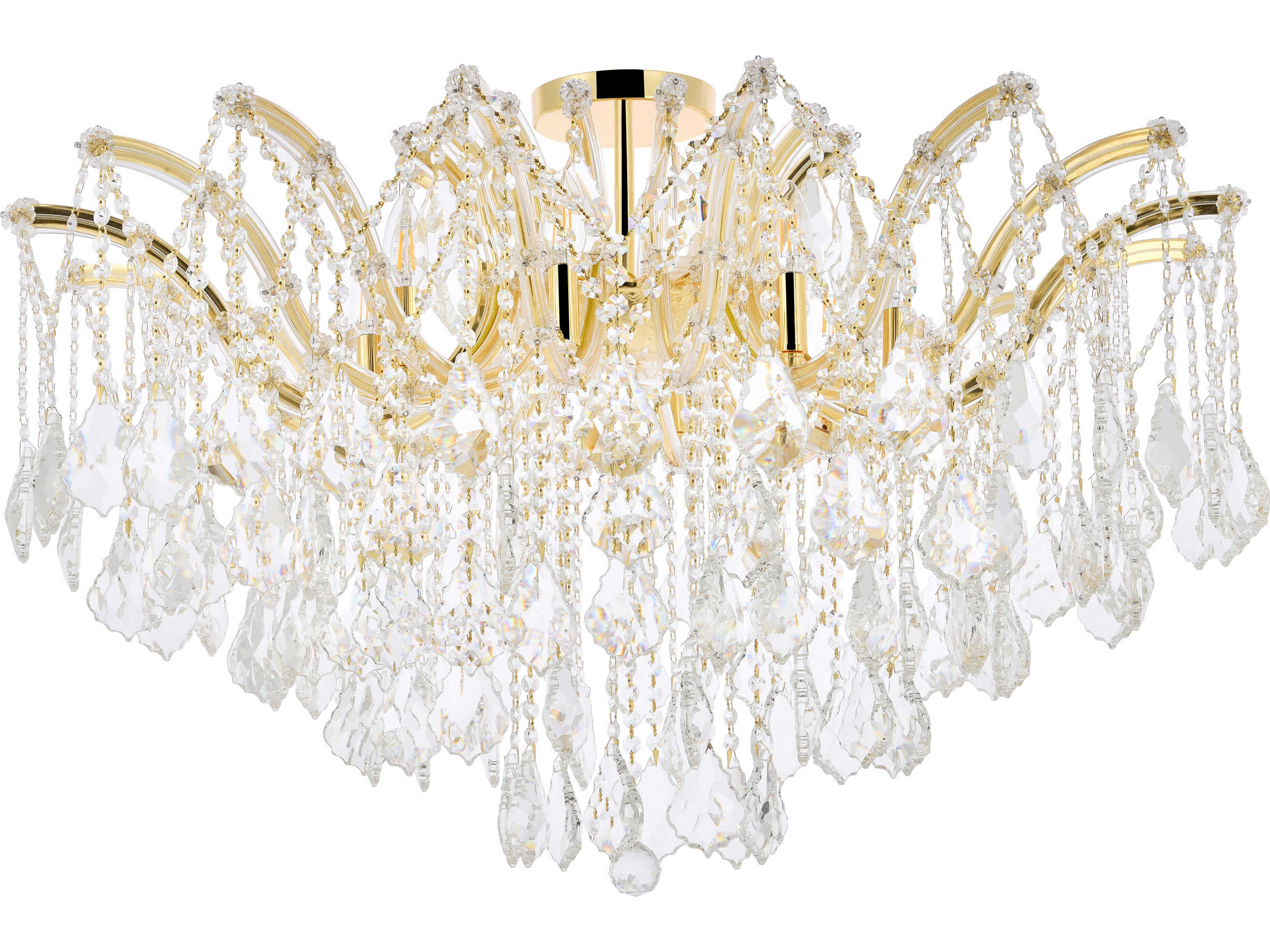 Elegant Lighting Maria Theresa 8-Light Gold Clear Crystal Glass Semi Flush Mount