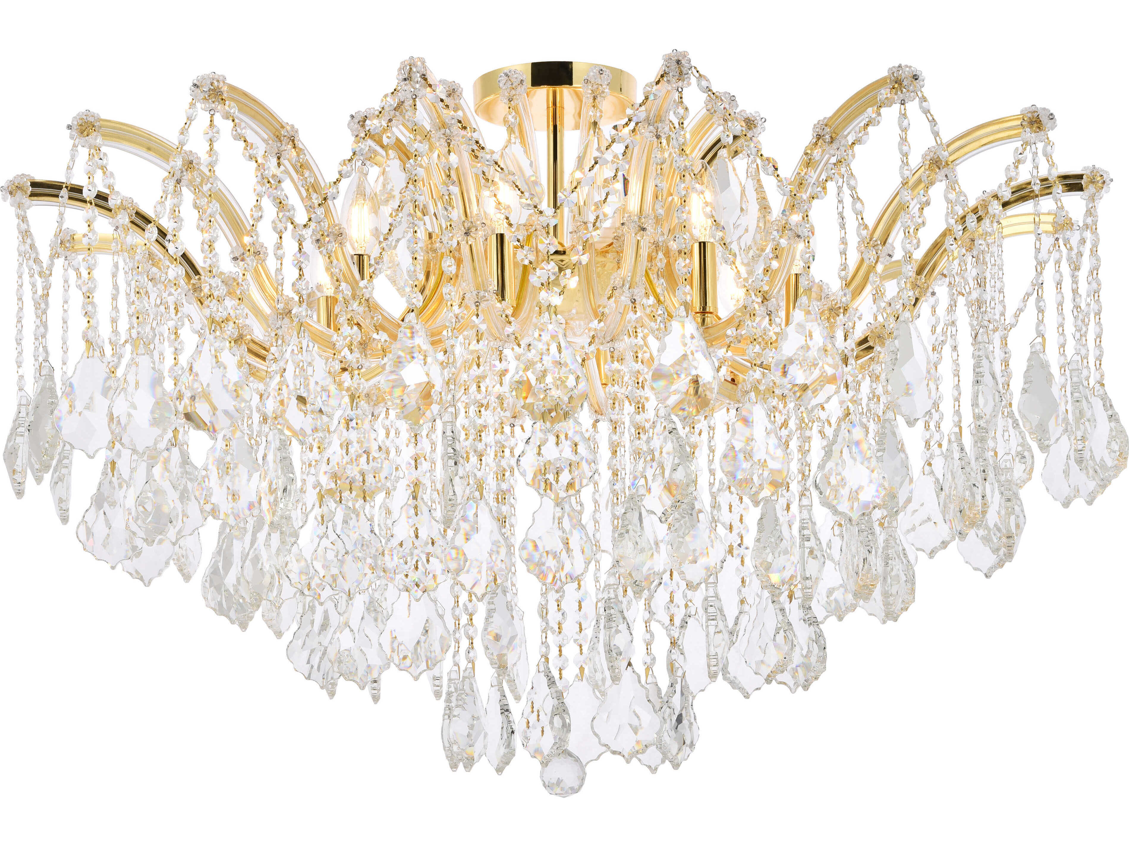 Elegant Lighting Maria Theresa 8-Light Gold Clear Crystal Glass Semi Flush Mount