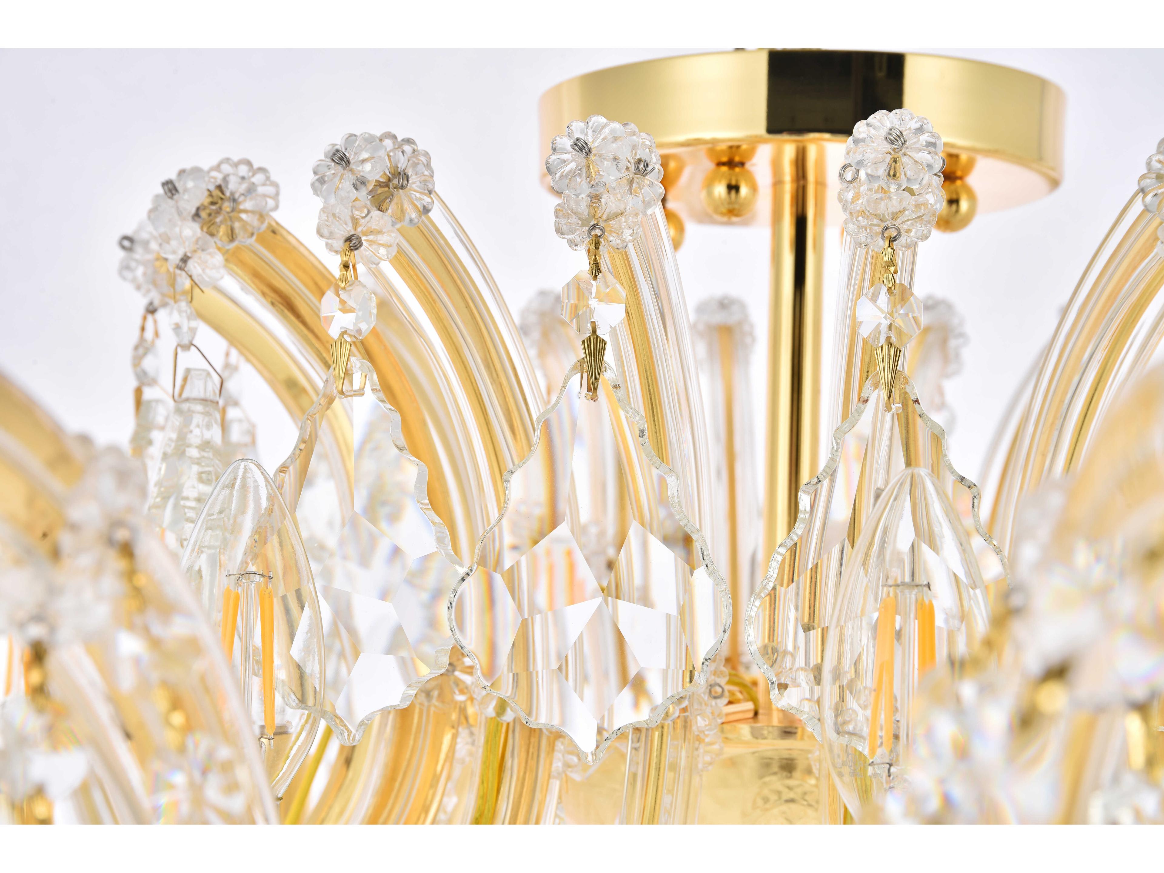 Elegant Lighting Maria Theresa 8-Light Gold Clear Crystal Glass Semi Flush Mount