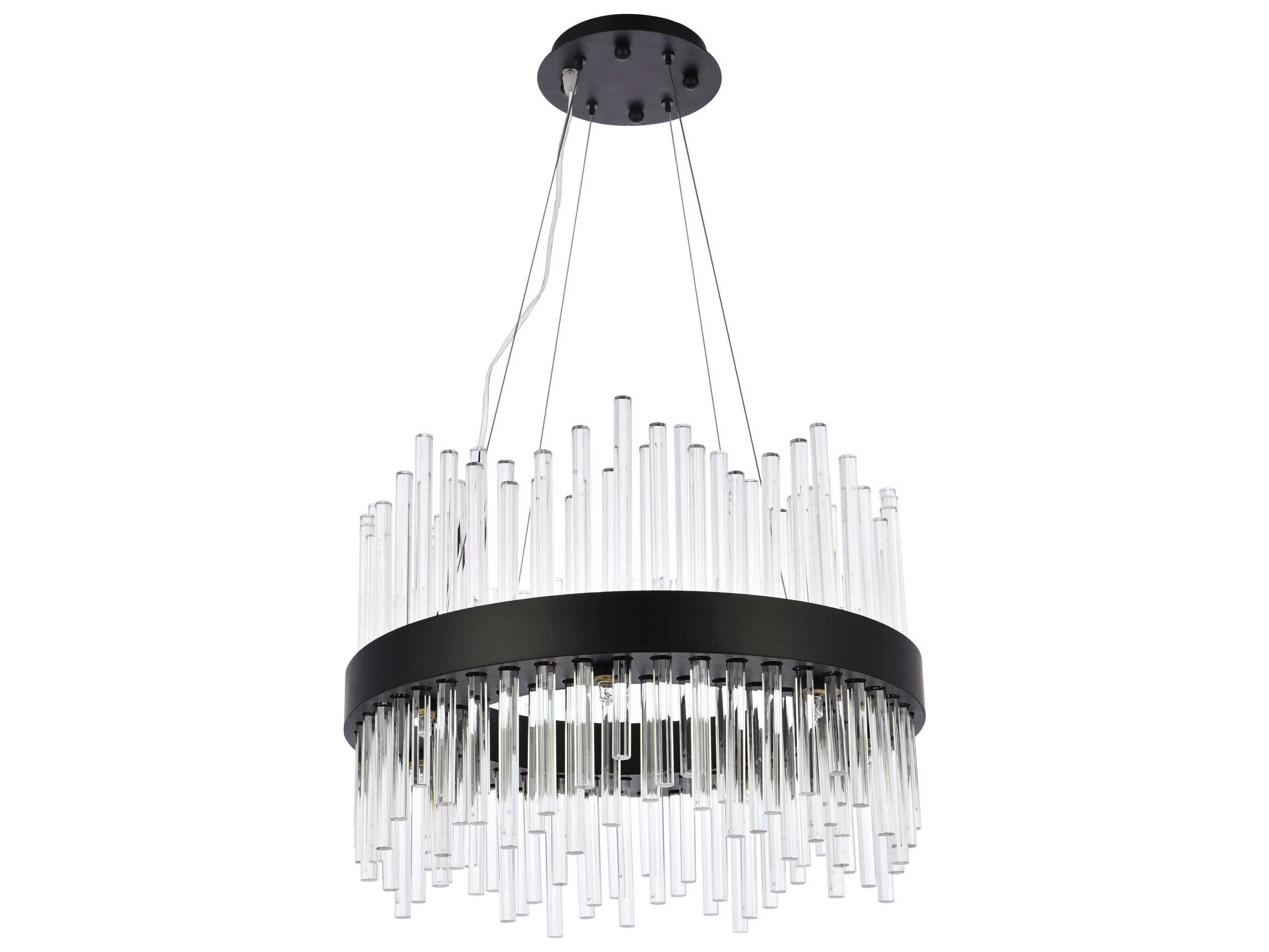 Elegant Lighting Dallas 14-Light Black Crystal Drum Linear Pendant