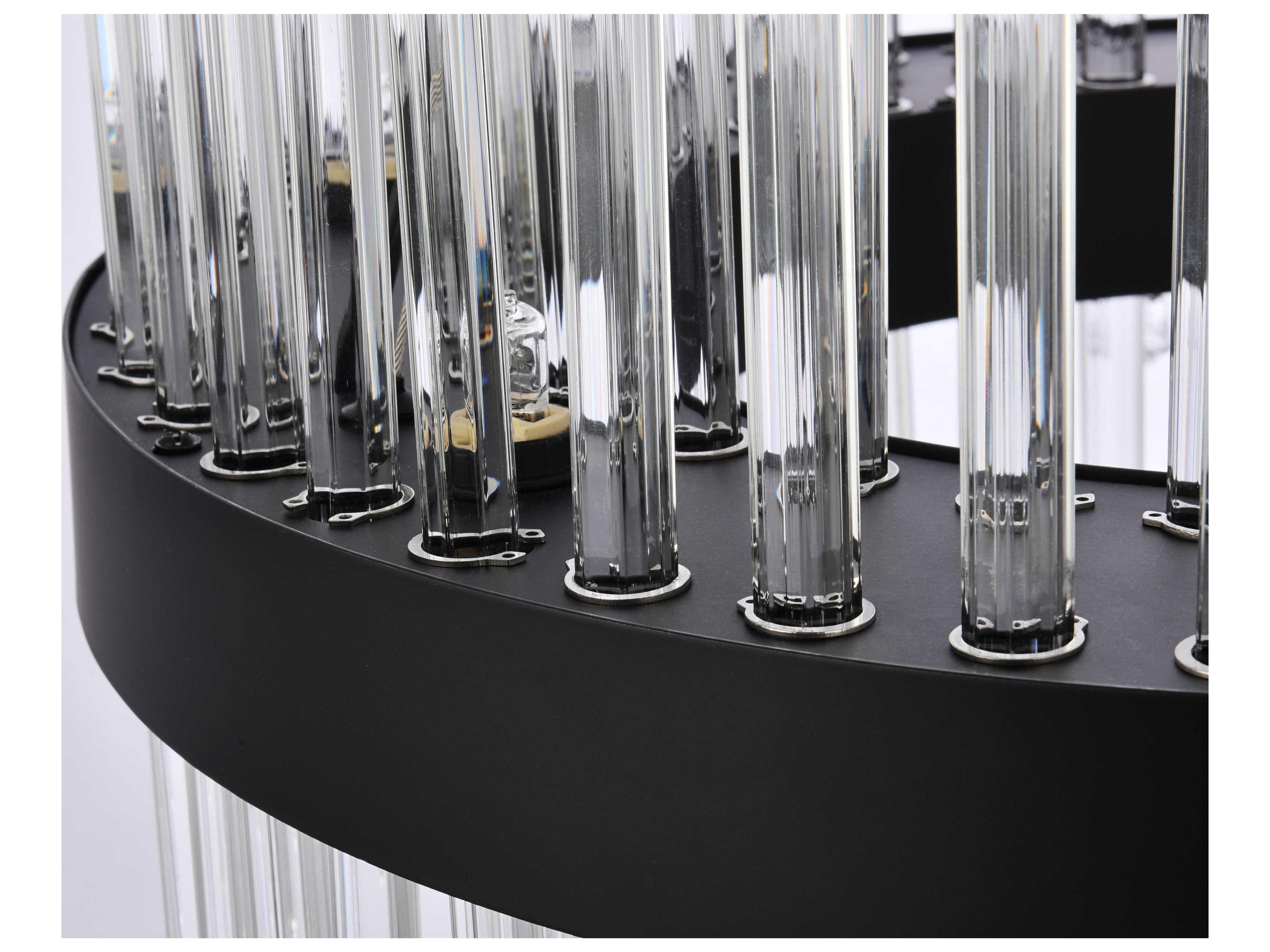 Elegant Lighting Dallas 14-Light Black Crystal Drum Linear Pendant