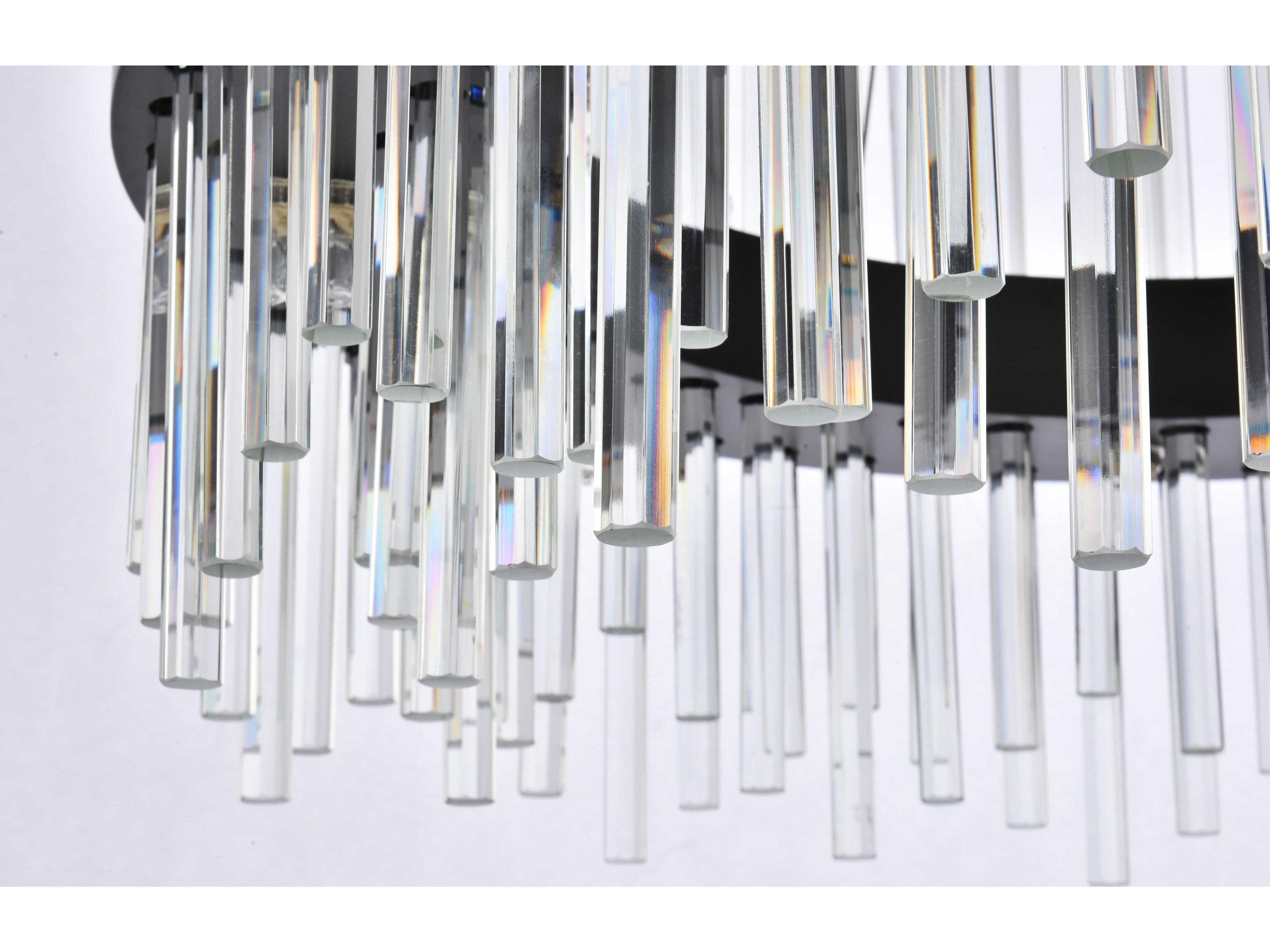 Elegant Lighting Dallas 16-Light6-Light Black Crystal Drum Linear Pendant