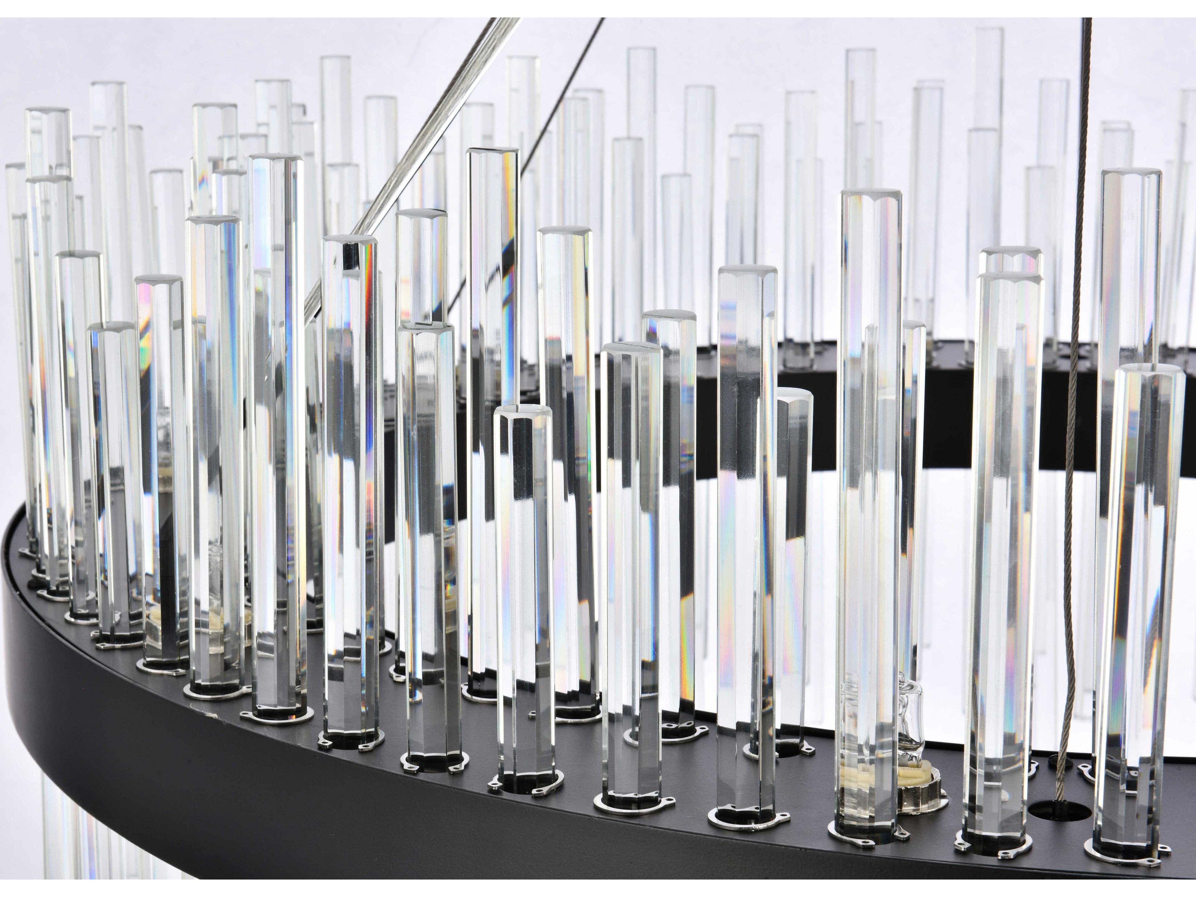 Elegant Lighting Dallas 18-Light8-Light Black Crystal Drum Linear Pendant