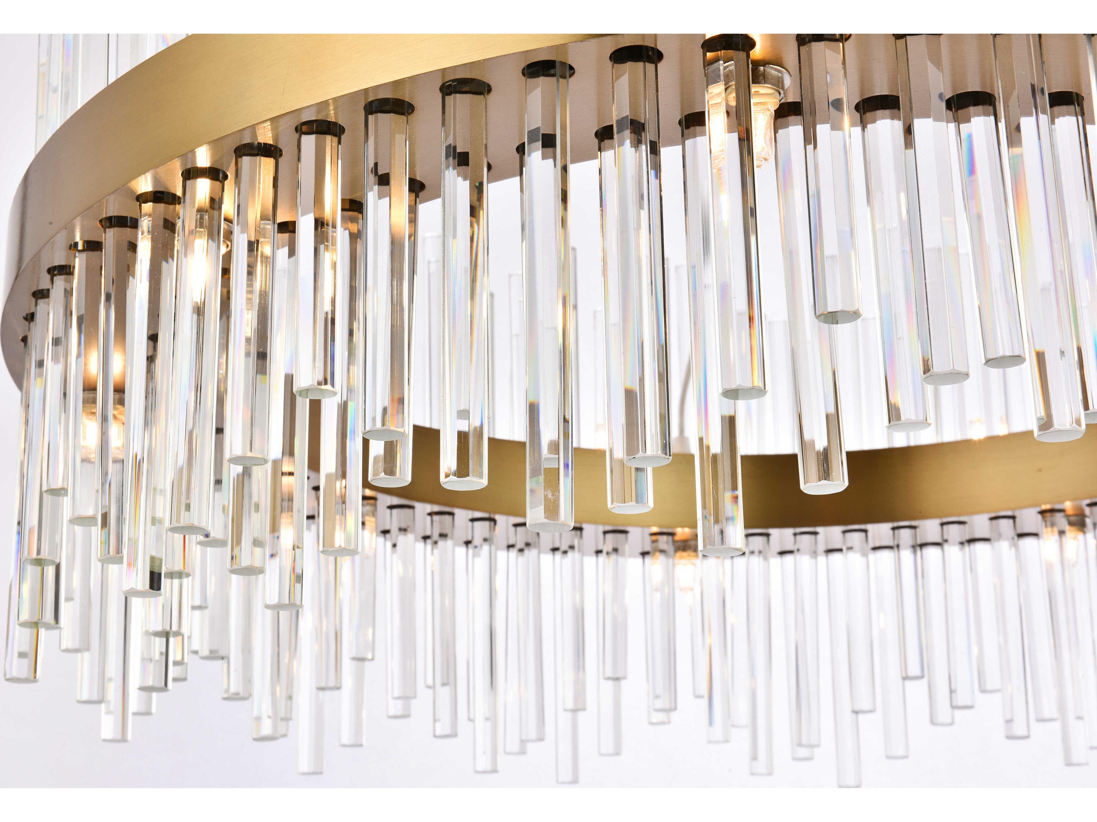 Elegant Lighting Dallas 18-Light8-Light Gold Crystal Glass Round Pendant