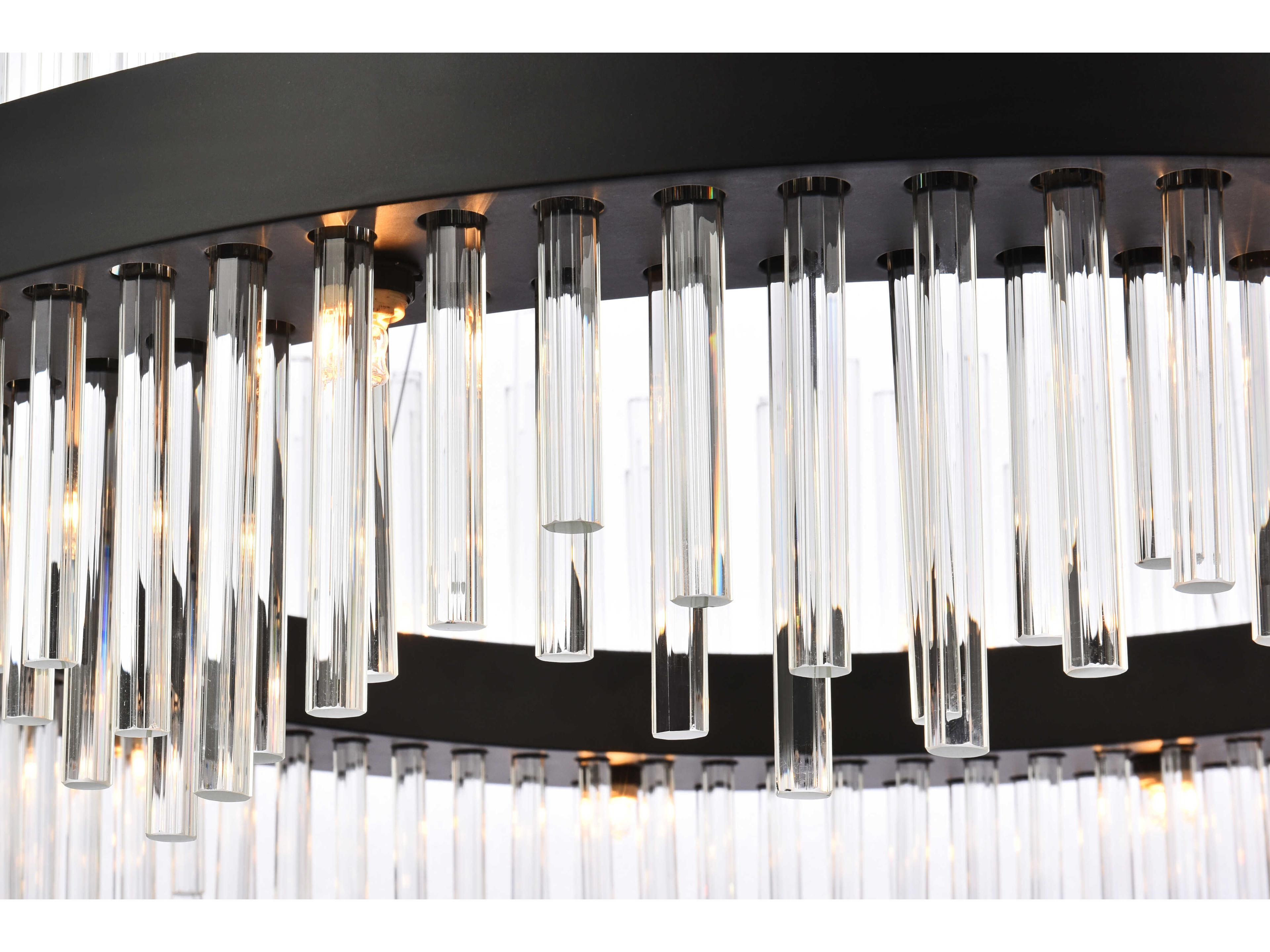 Elegant Lighting Dallas 20-Light Black Crystal Drum Linear Pendant