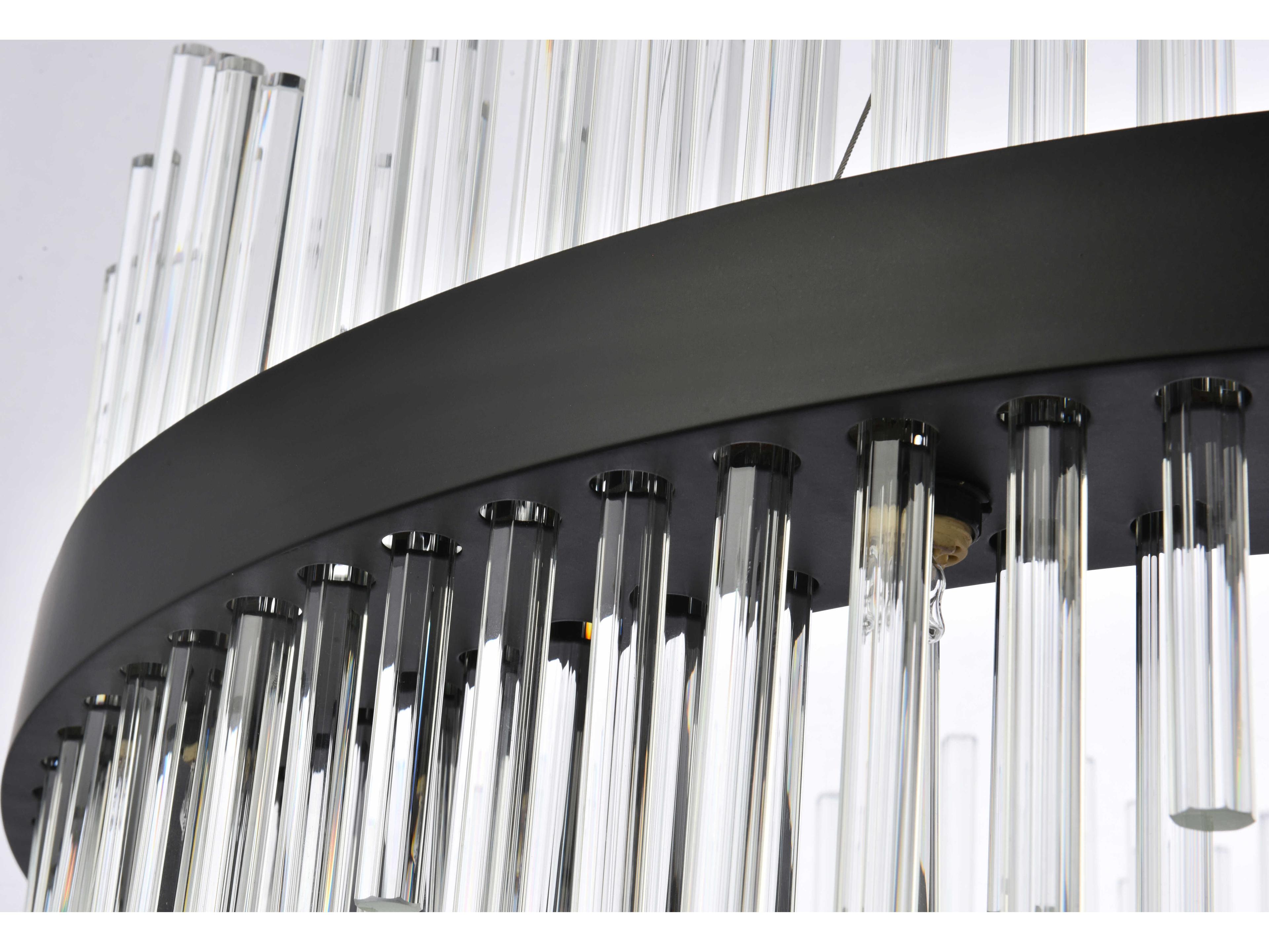 Elegant Lighting Dallas 20-Light Black Crystal Drum Linear Pendant