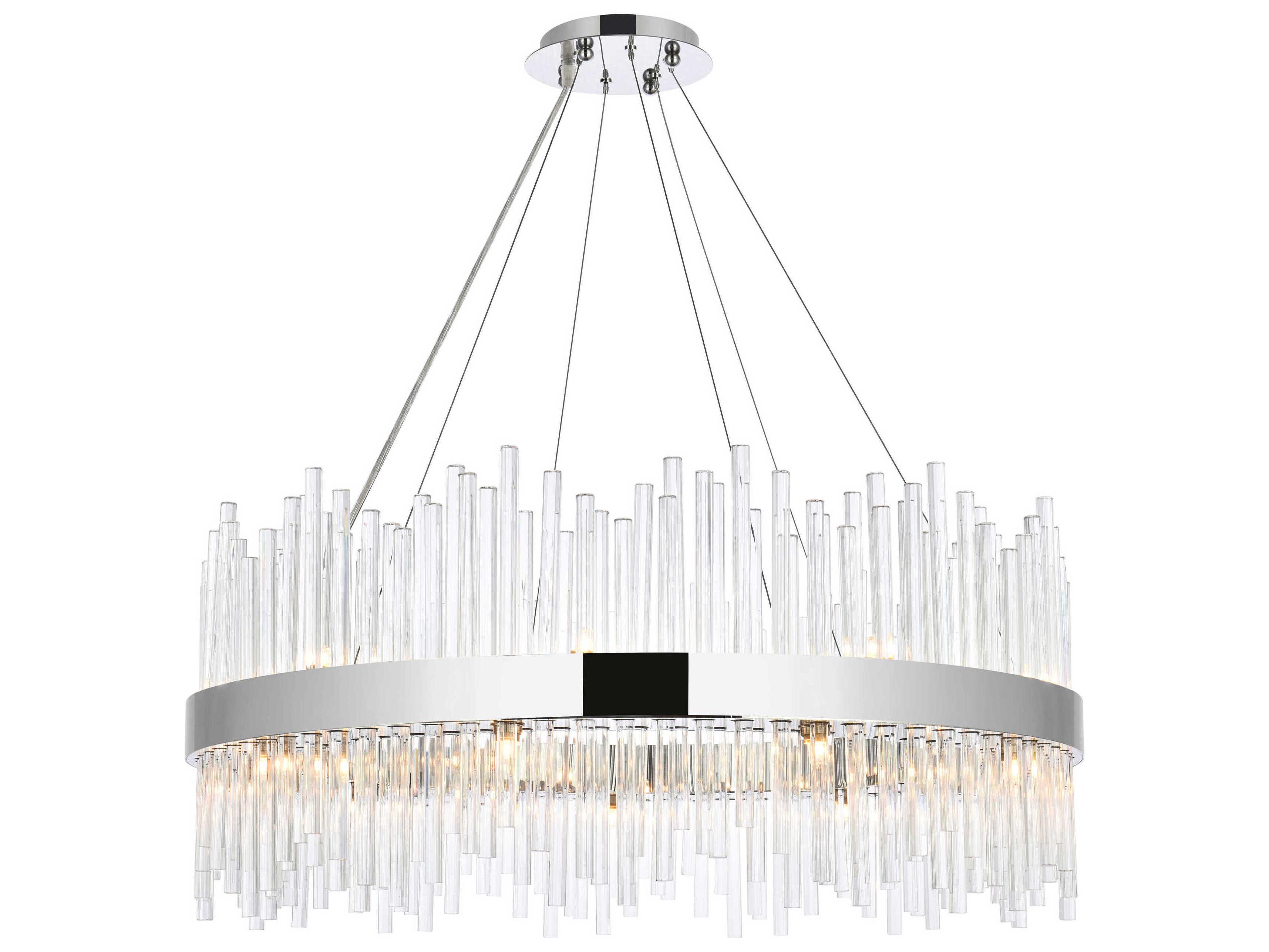 Elegant Lighting Dallas 20-Light Chrome Crystal Drum Linear Pendant