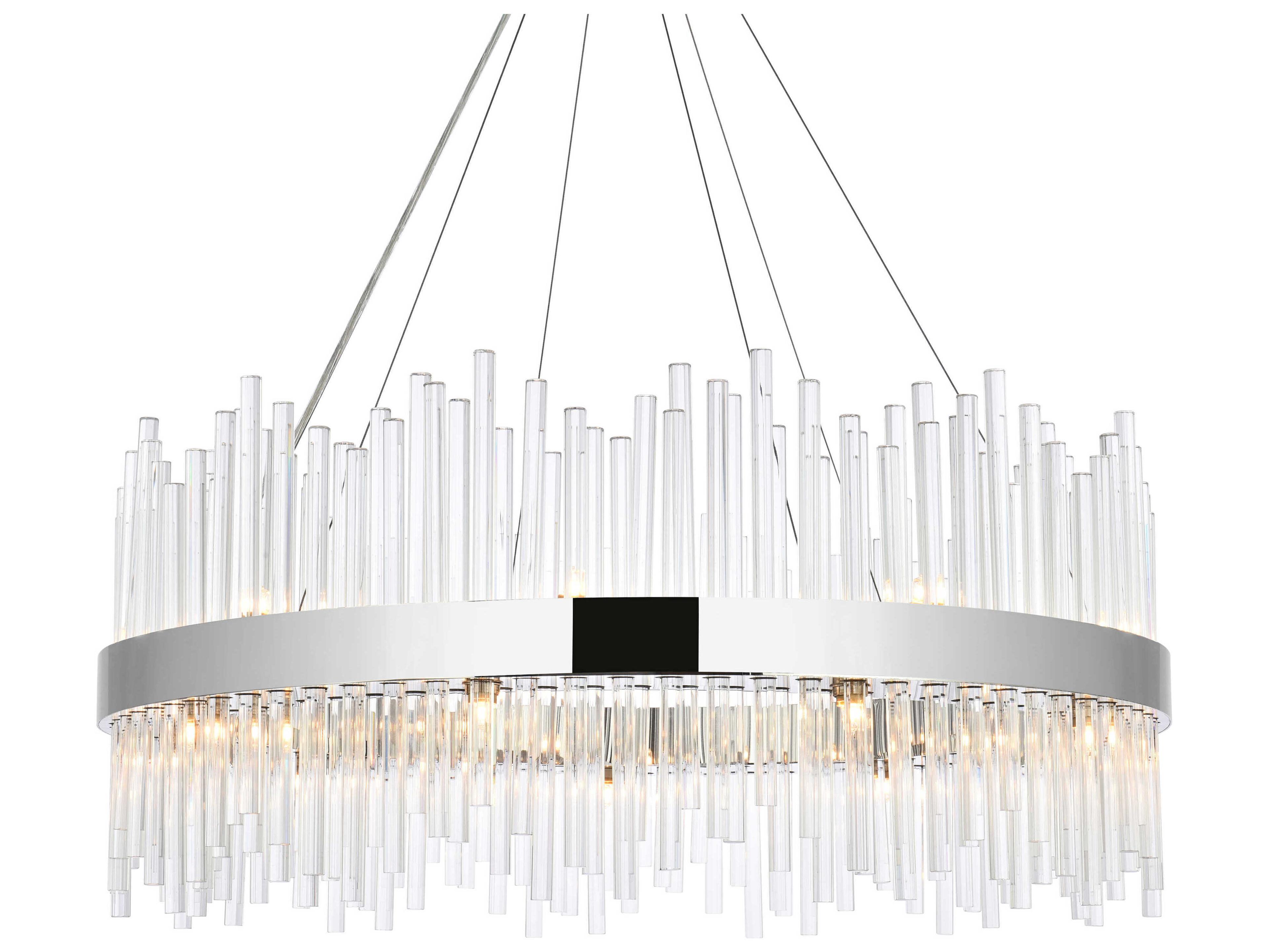 Elegant Lighting Dallas 20-Light Chrome Crystal Drum Linear Pendant