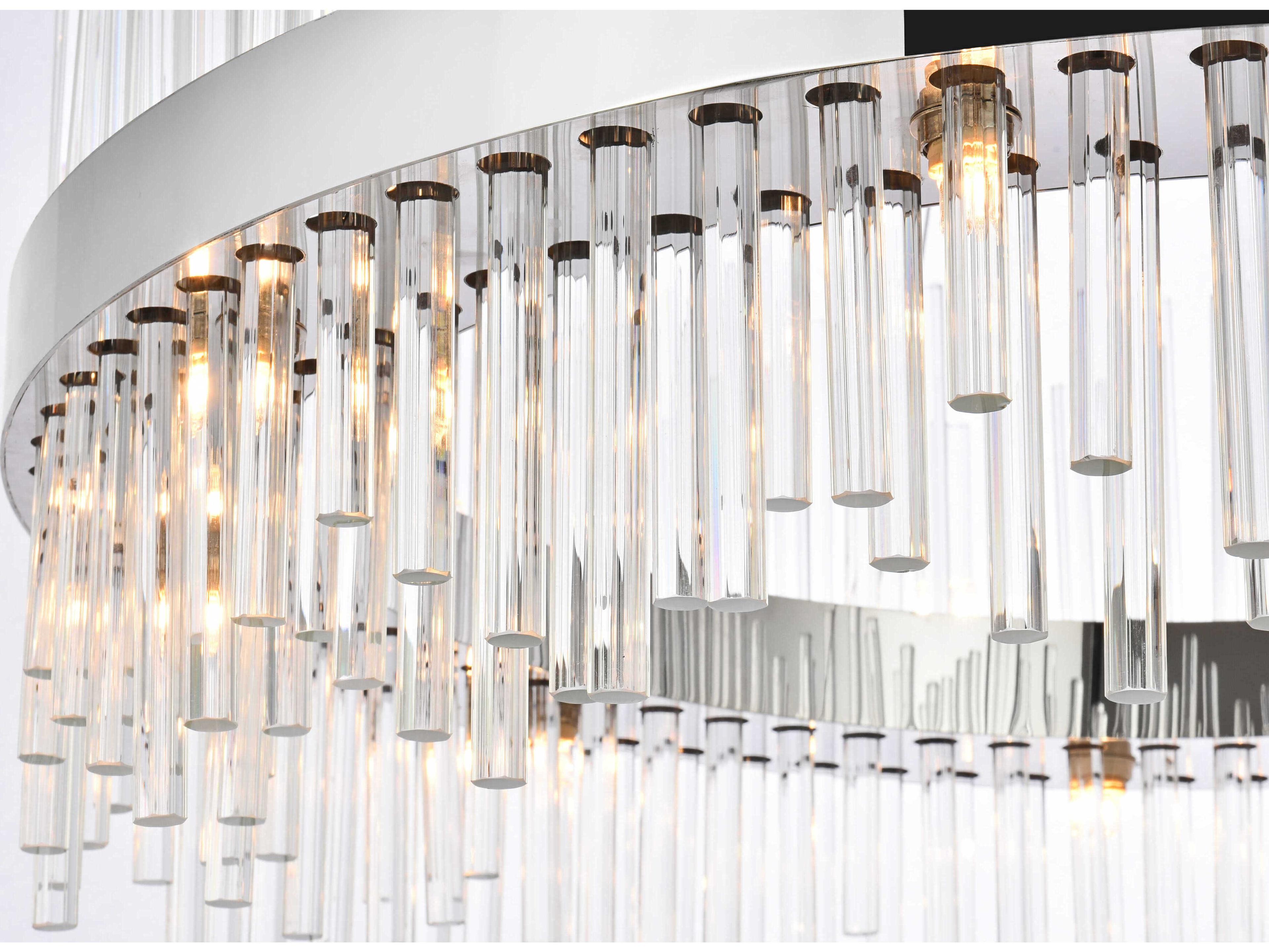 Elegant Lighting Dallas 20-Light Chrome Crystal Drum Linear Pendant